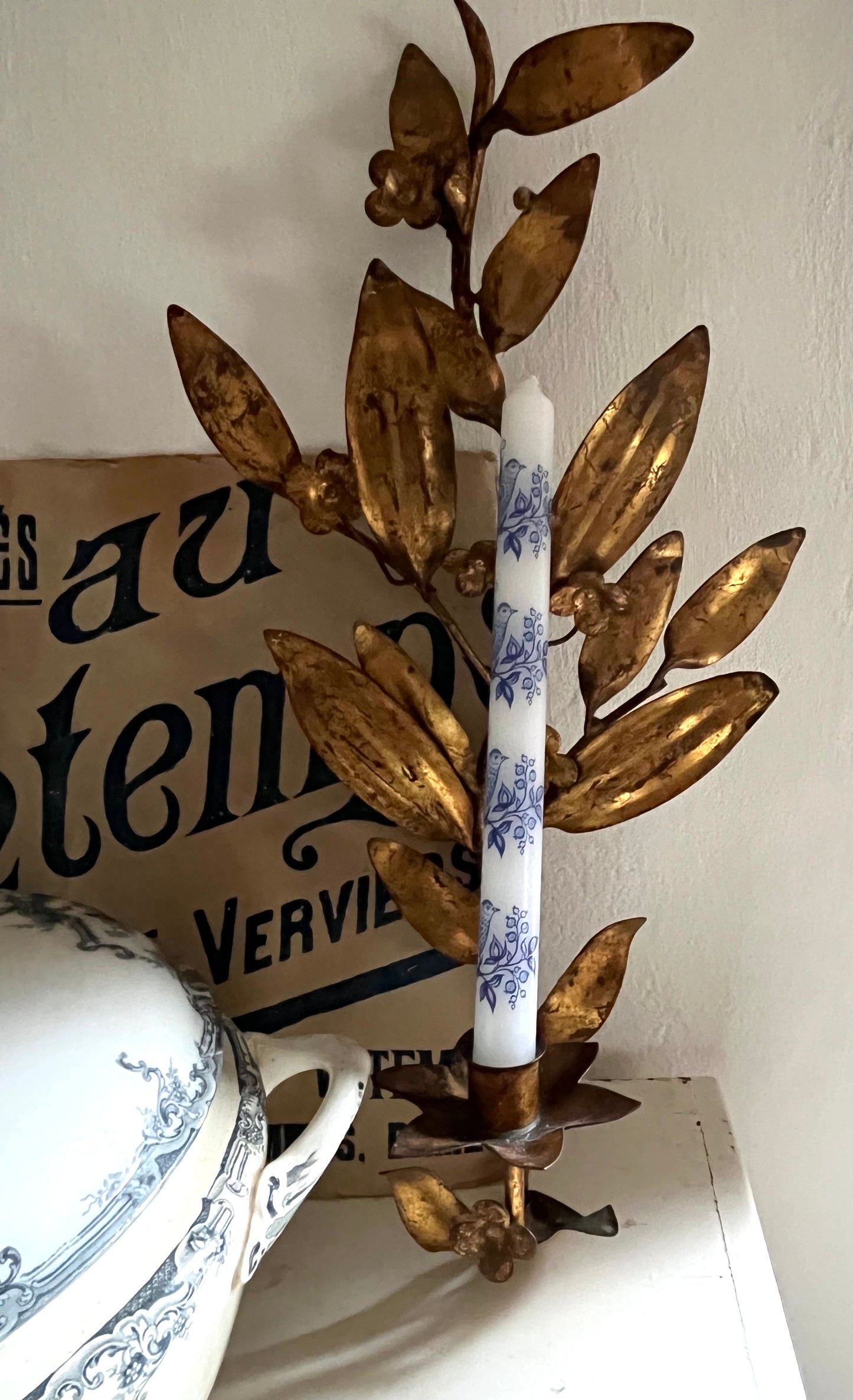 Großer Wand Kerzenhalter aus Belgien Zweig