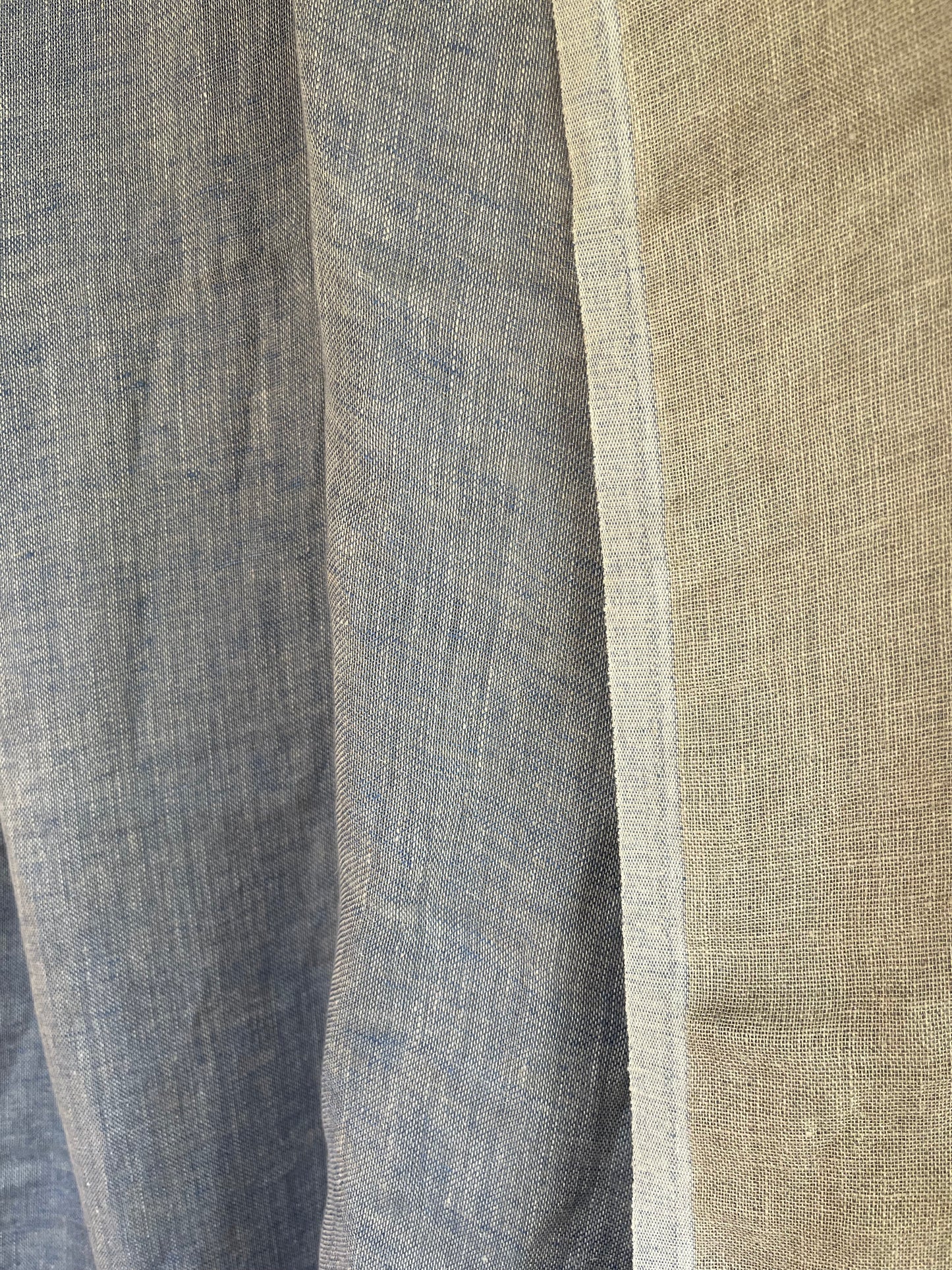 3,6 x 1,5 Meter: Extra breites washed Leinen doppelseitig bleu/Natur