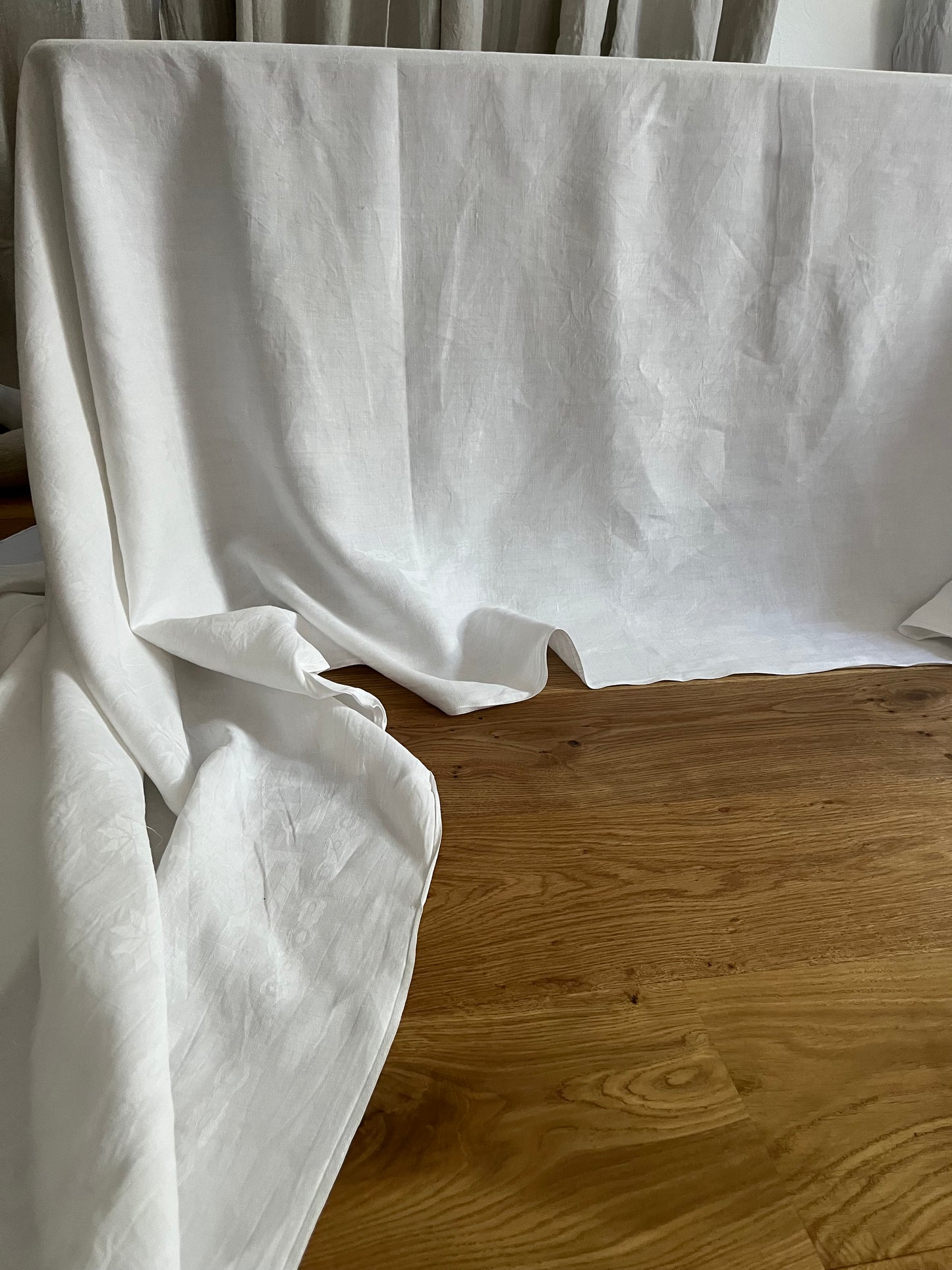 XXL Damast Leinen Tafeltuch 335 x 155 Monogramm