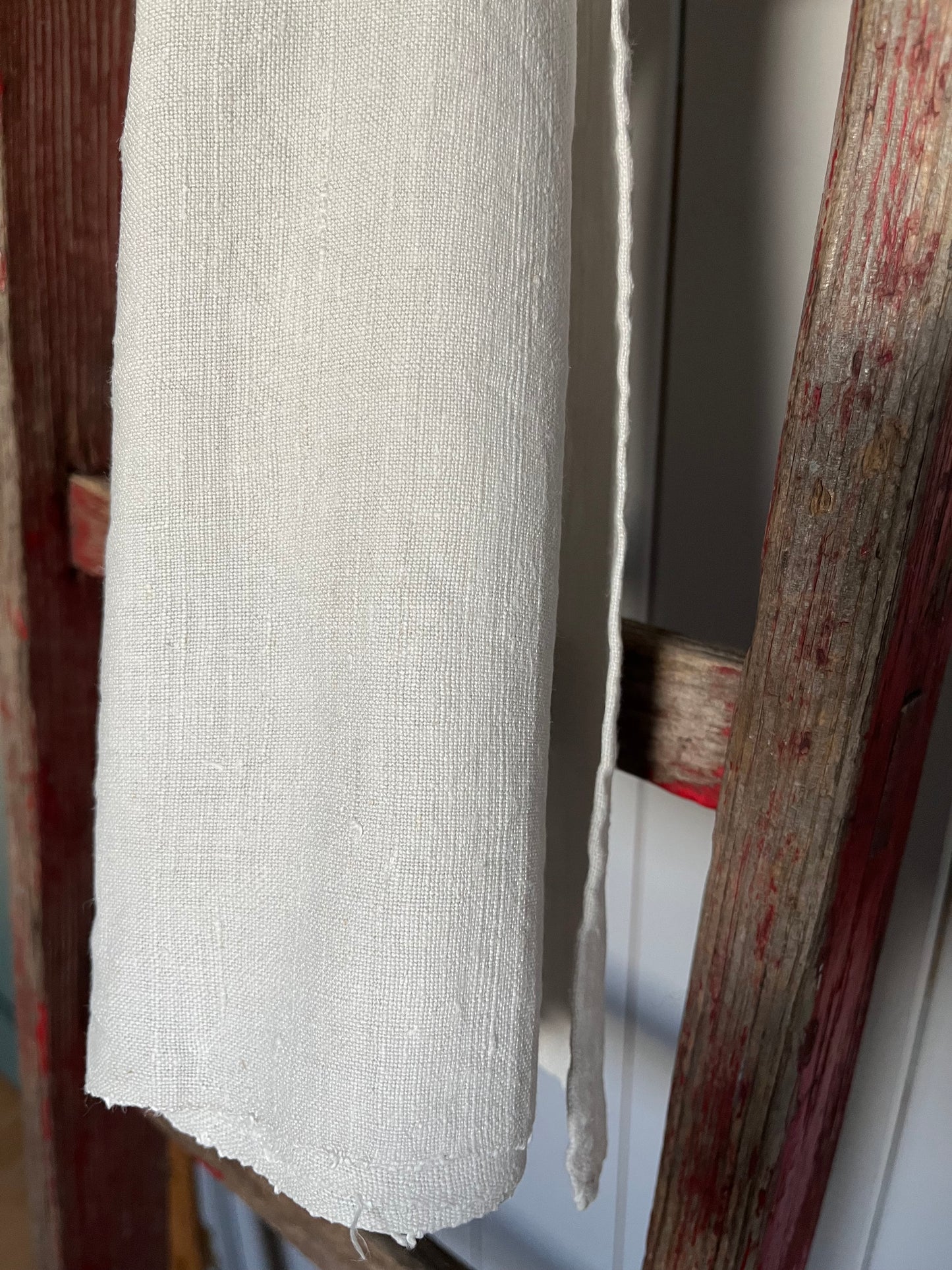 2,8 x 0,71 Meter handgewebtes Leinen um 1890 sauber