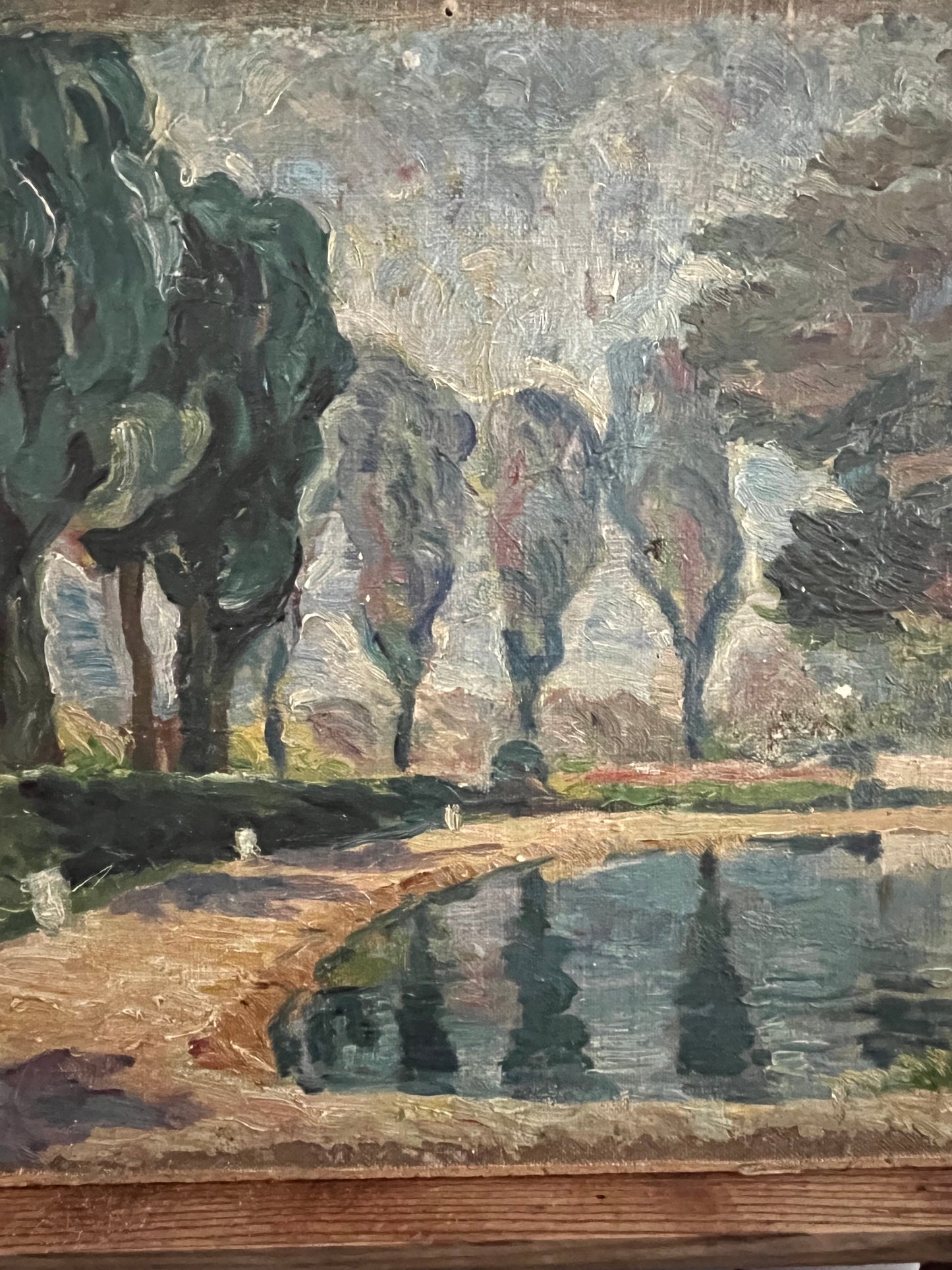 Parklandschaft in Öl - altes Bild aus Frankreich