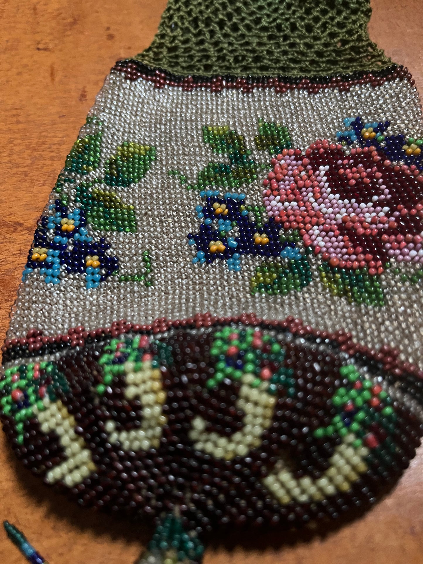 Rarität: Glasperlen Tasche aus dem Biedermeier wunderbar erhalten