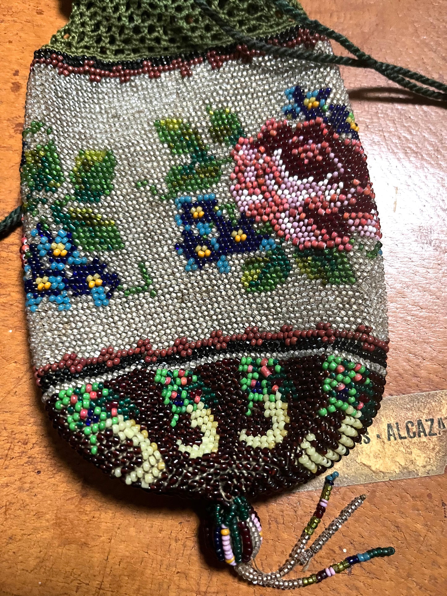 Rarität: Glasperlen Tasche aus dem Biedermeier wunderbar erhalten