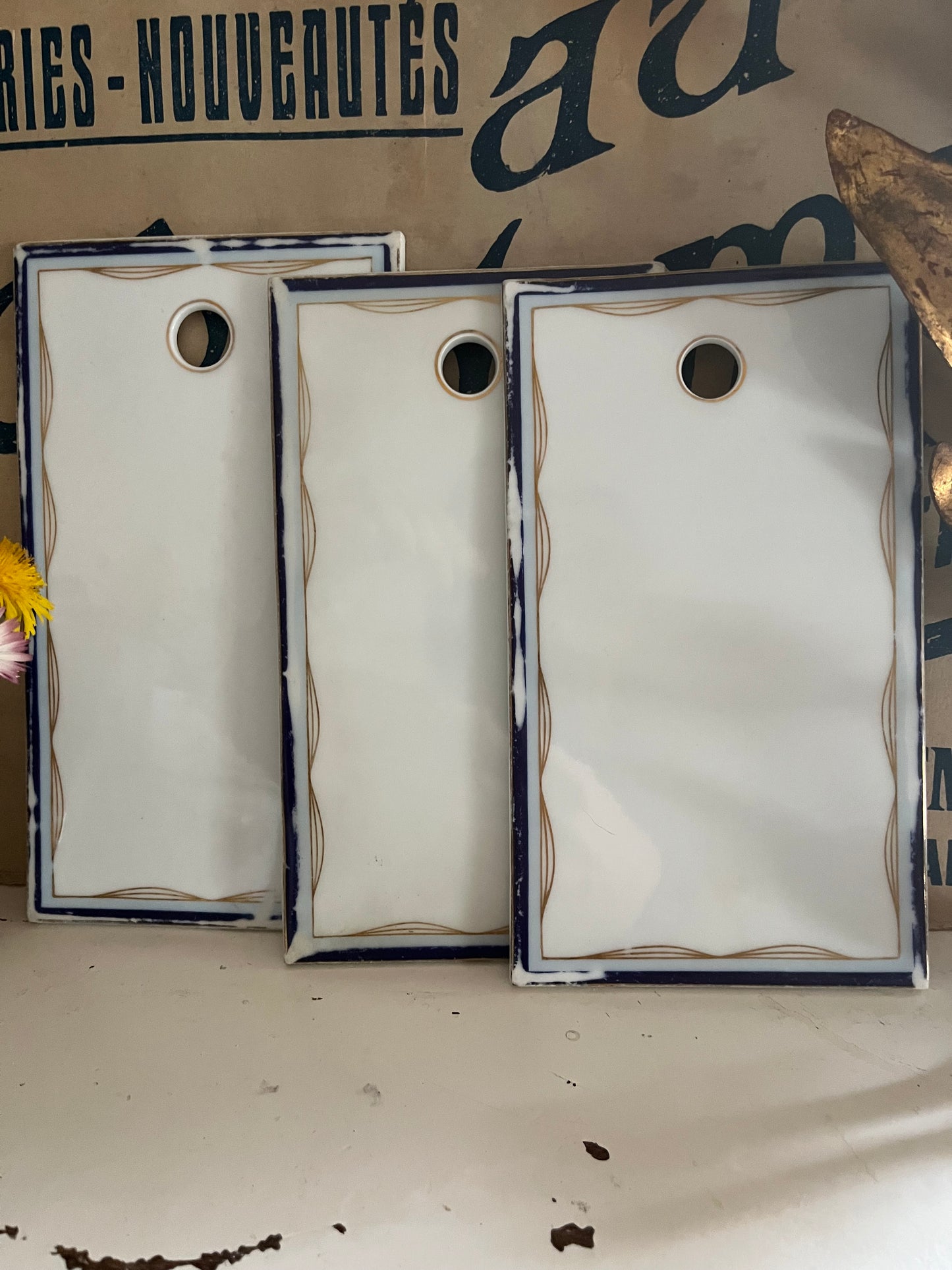 3 Art Deco Keramik Frühstücksbrettchen aus Frankreich