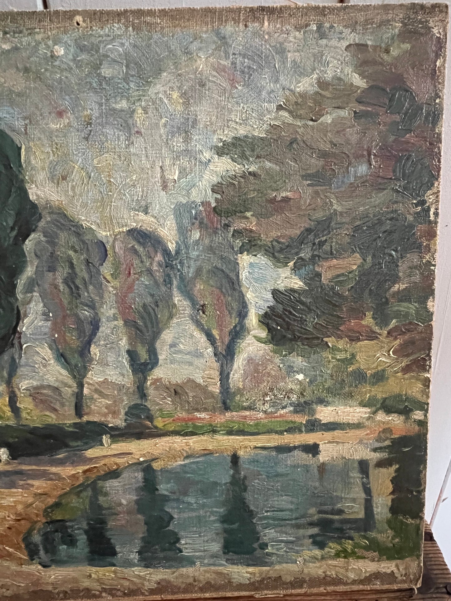 Parklandschaft in Öl - altes Bild aus Frankreich