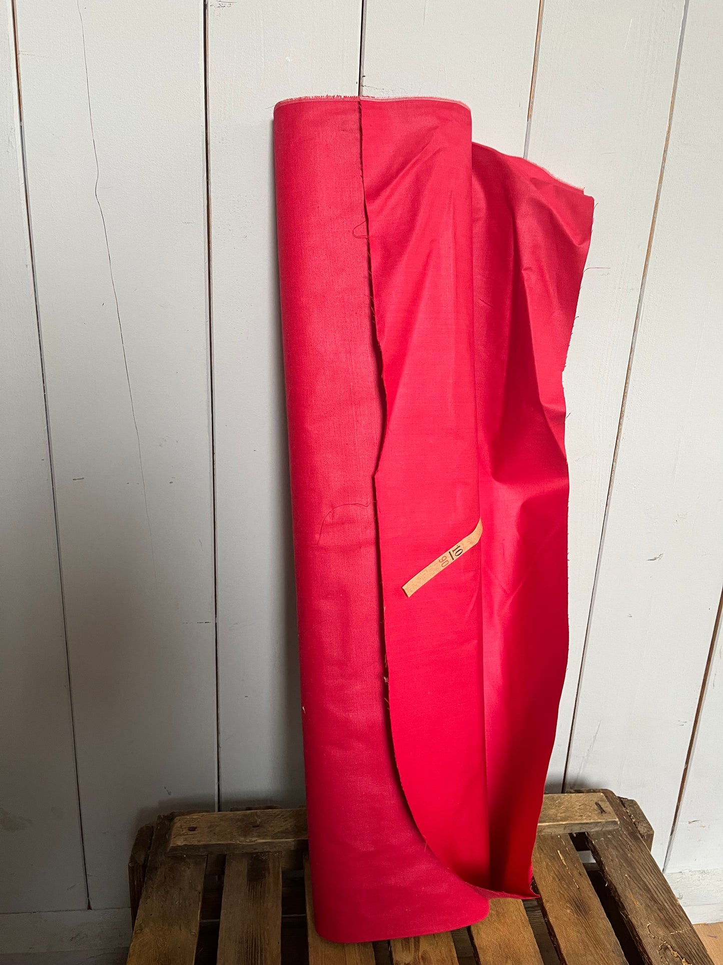 Fantastischer vintage Drell Inletstoff festes, kräftiges Halbleinen Rot 1 x 1,3 Meter