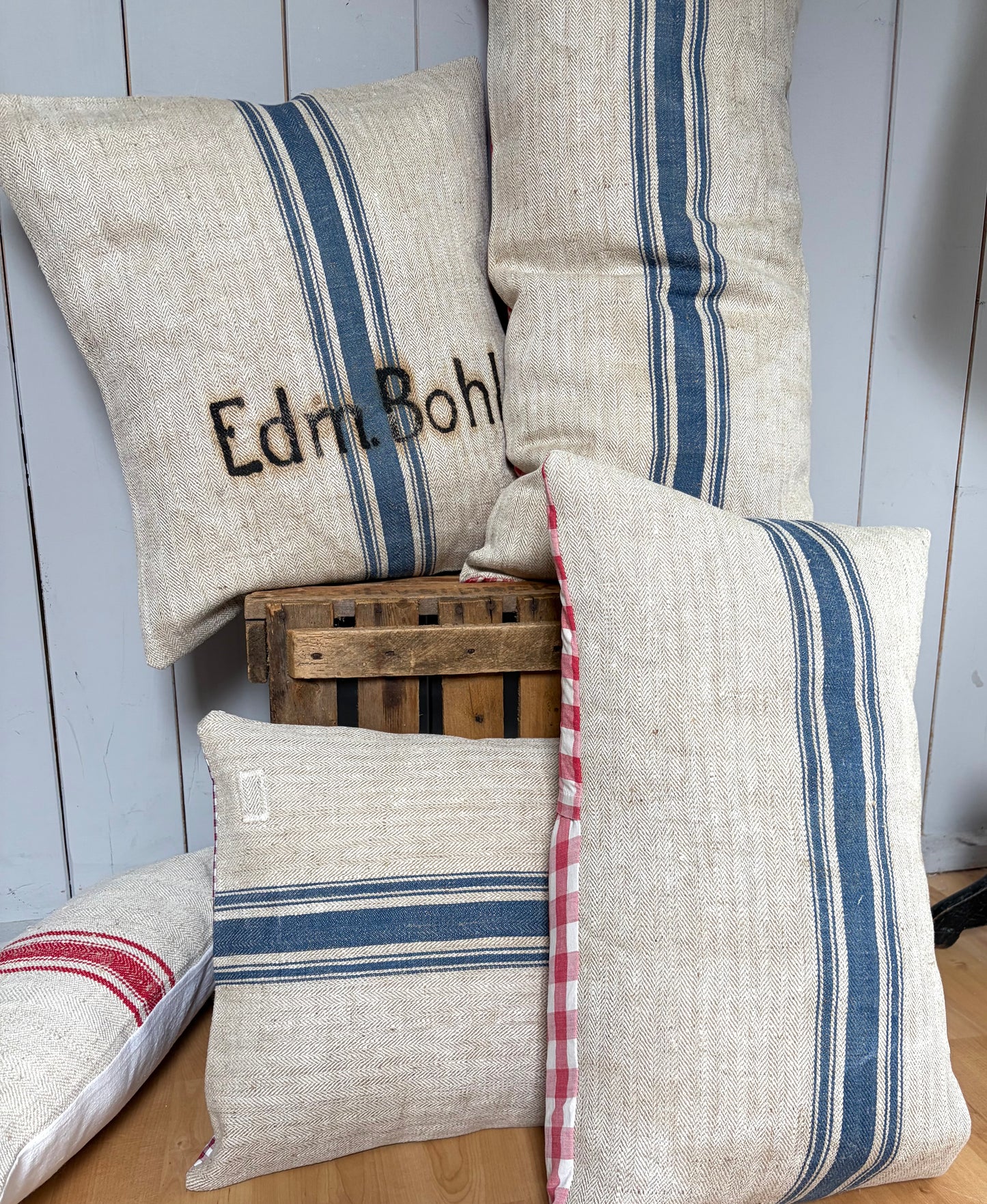 Very Vintage Kissenbezug aus altem Leinensack 80 x 40