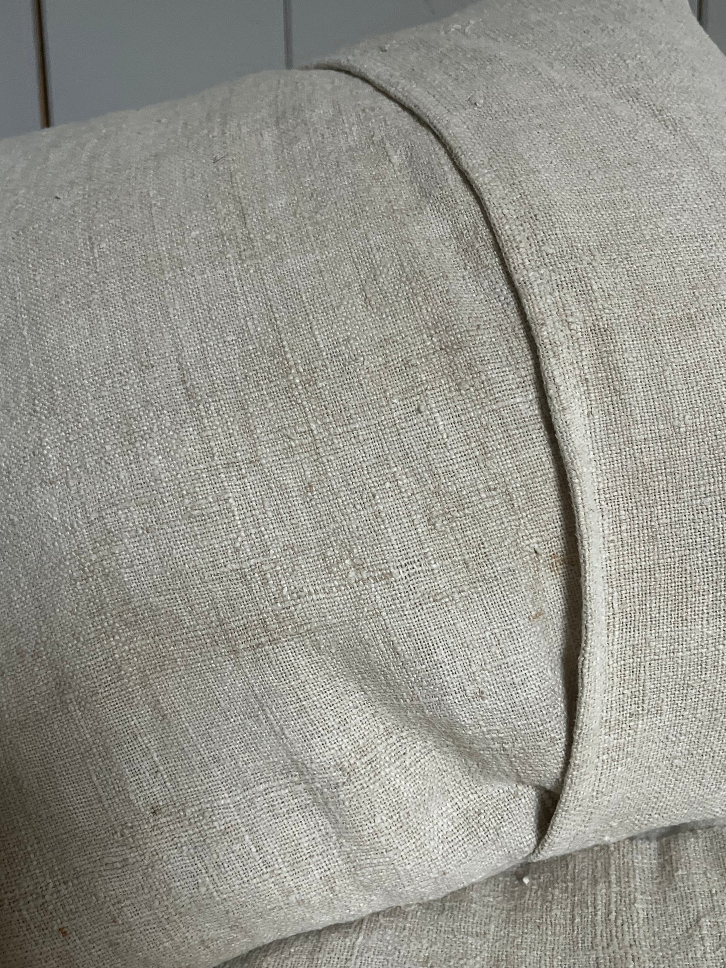 Very vintage Kissen aus antikem Leinen mit Aufschrift 40 × 40