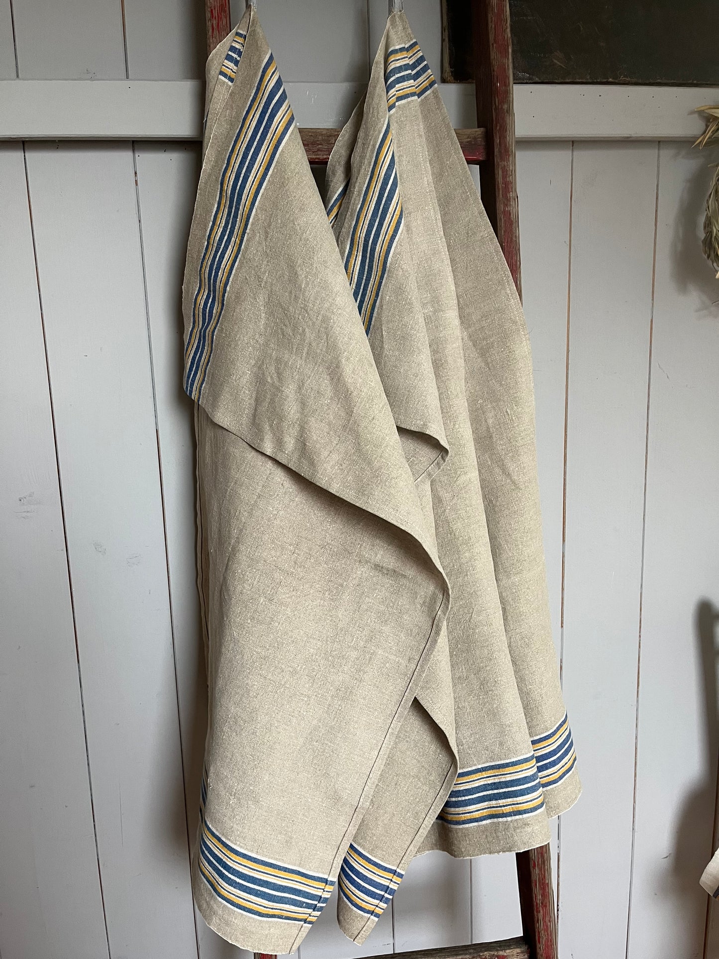 2er Set: kräftige Leinentücher mit seltenen Streifen 88 x 40