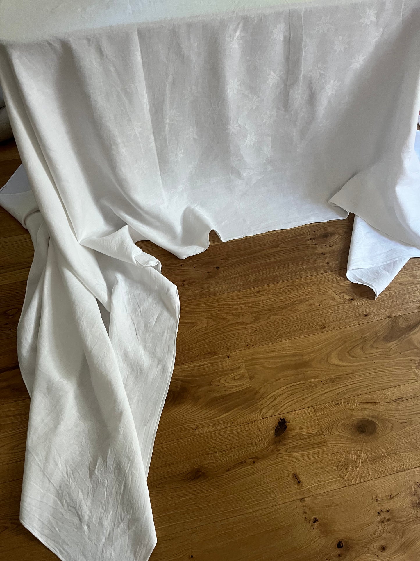 XXL Damast Leinen Tafeltuch 335 x 155 Monogramm