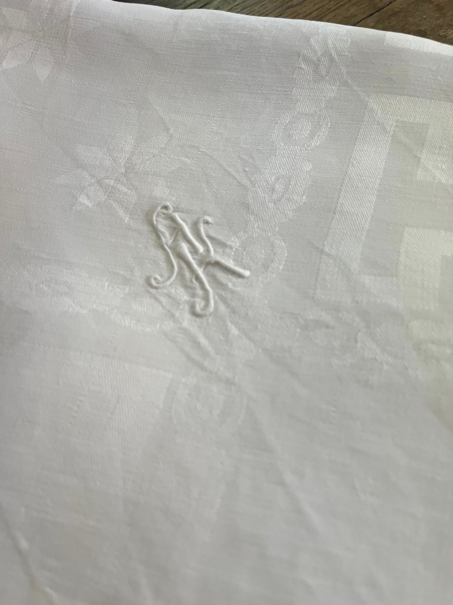 XXL Damast Leinen Tafeltuch 335 x 155 Monogramm