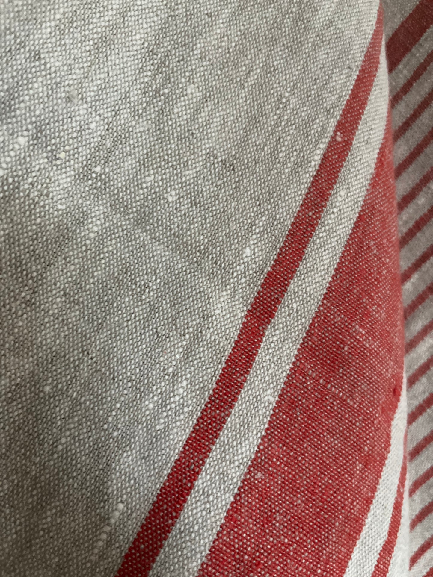 XL Leinen Decke, Überwurf aus schwerem Leinen mit roten Streifen 180 x 155