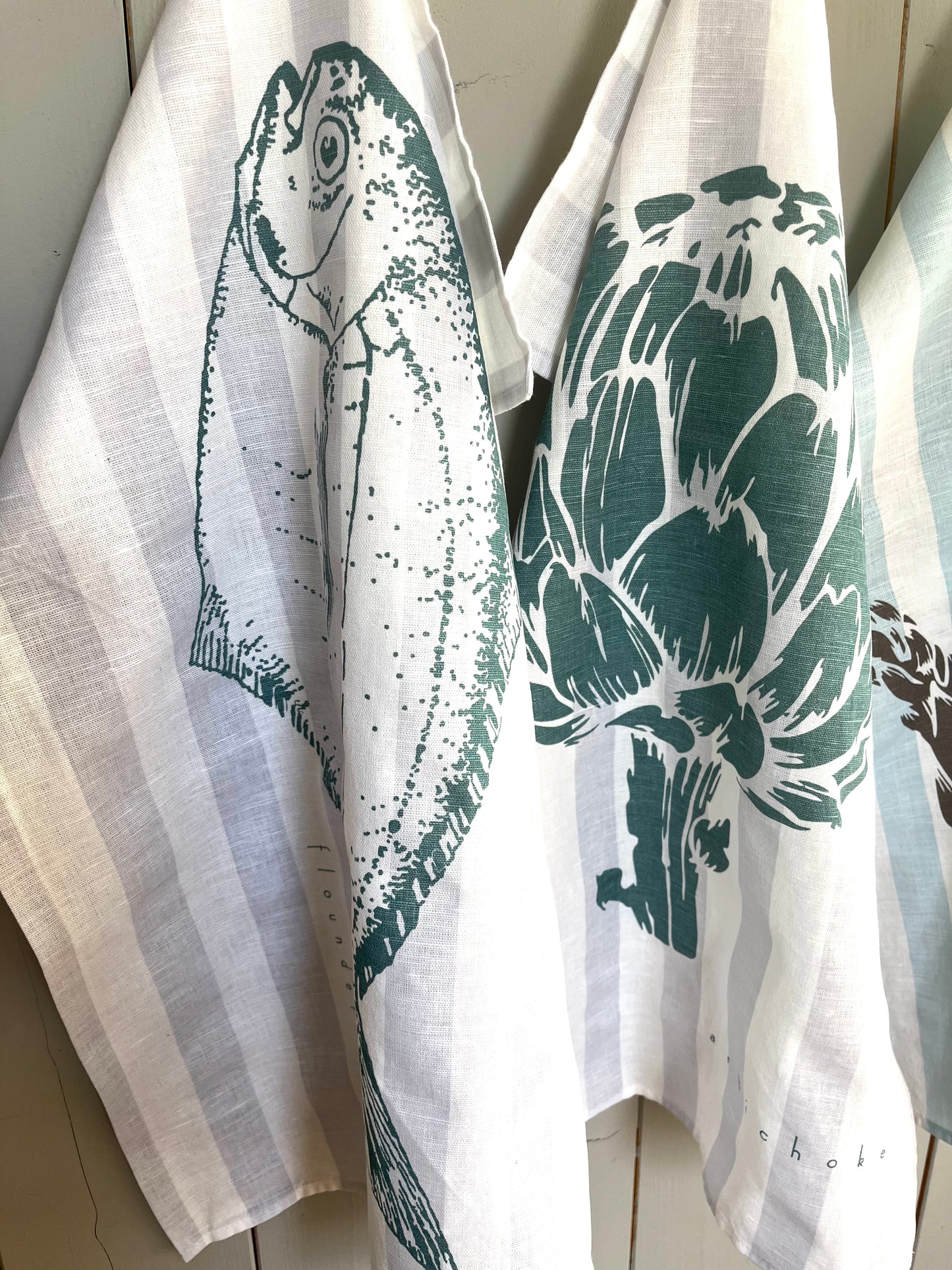 Küchentuch mit Motiv: Artischocke, Spargel, Fisch