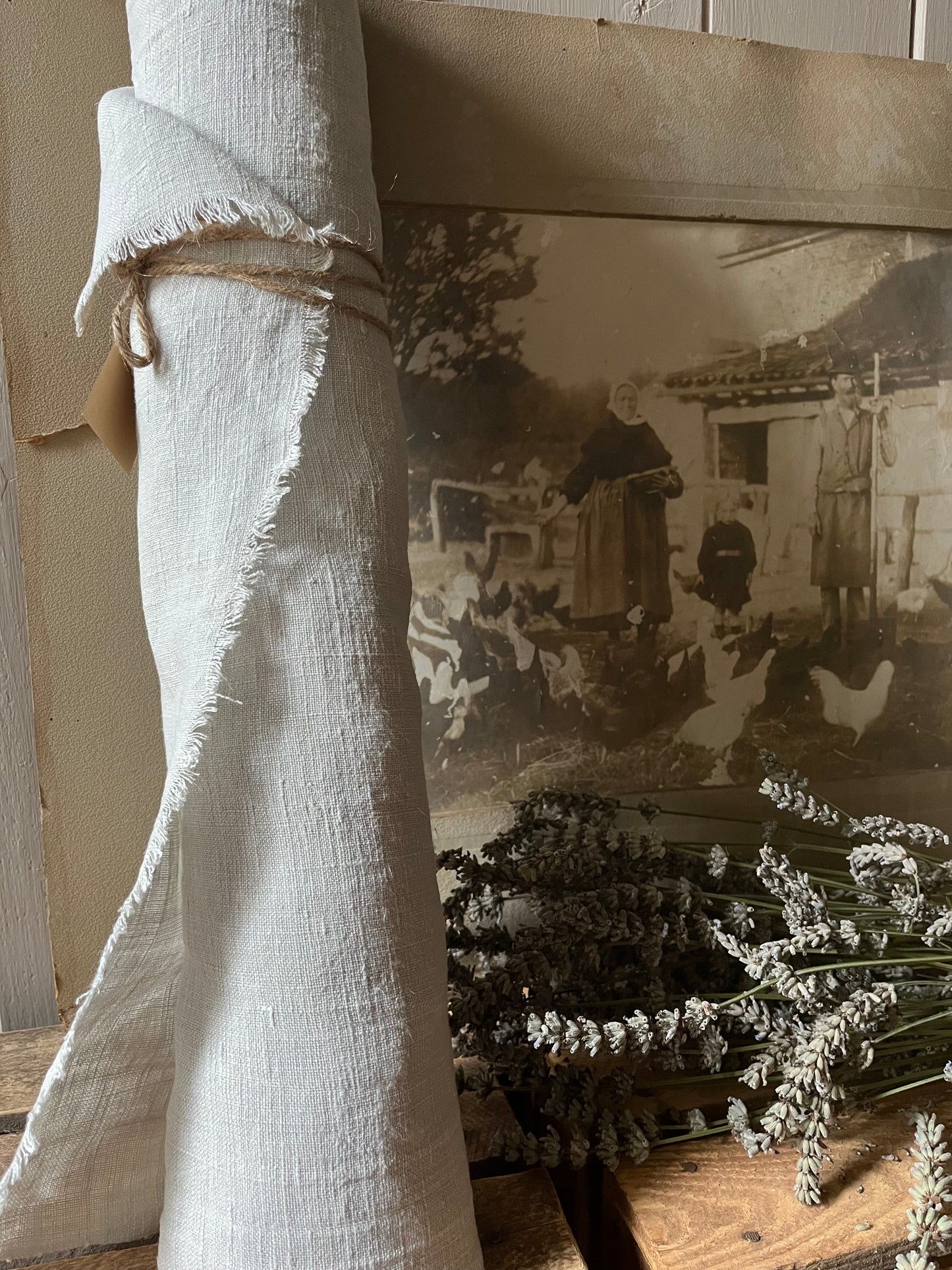5,2 Meter feines, seltenes Leinen handgewebtes Leinen um 140 Jahre alt - aus Bayern