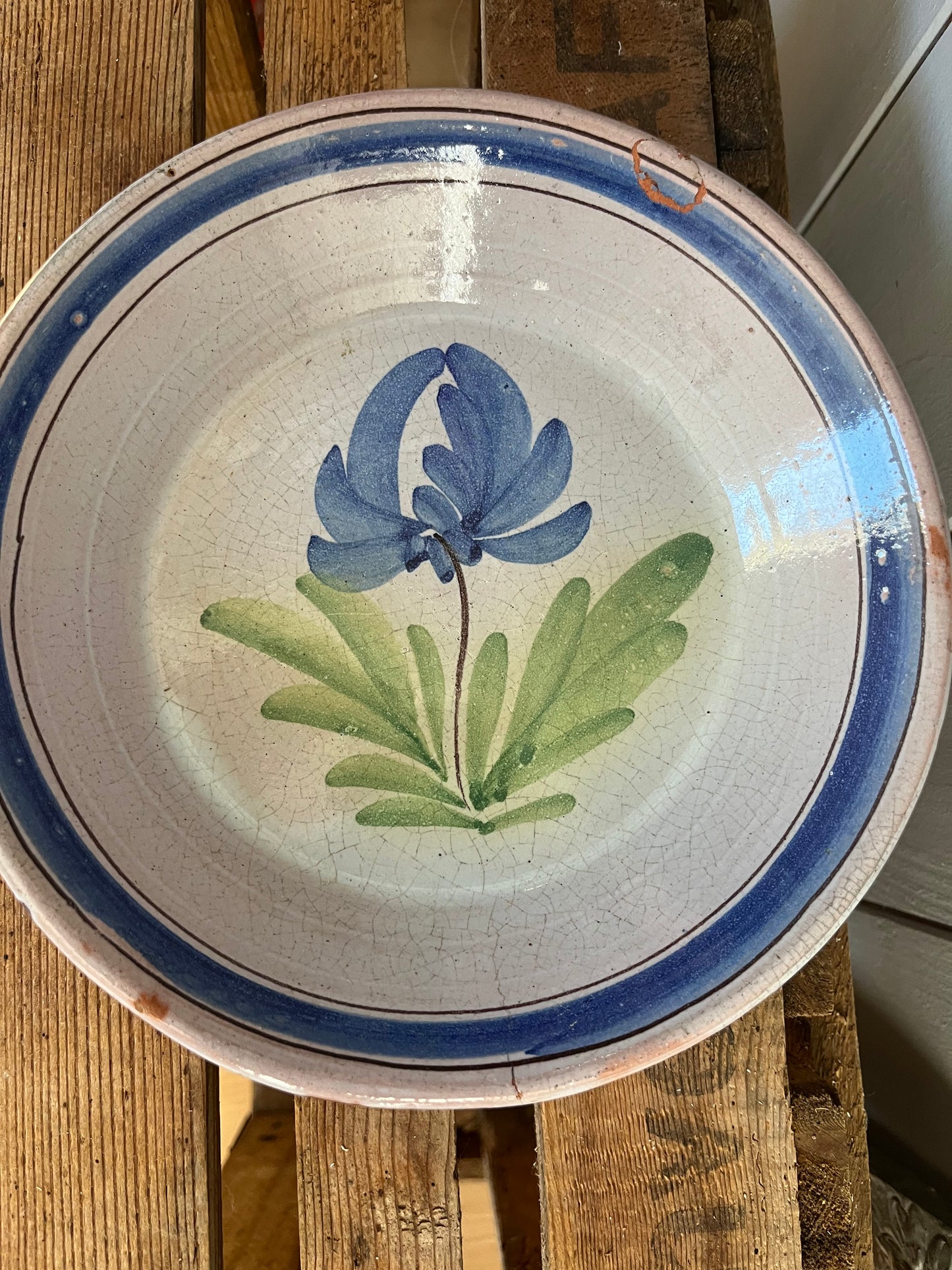 Französische alte Fayence Blau