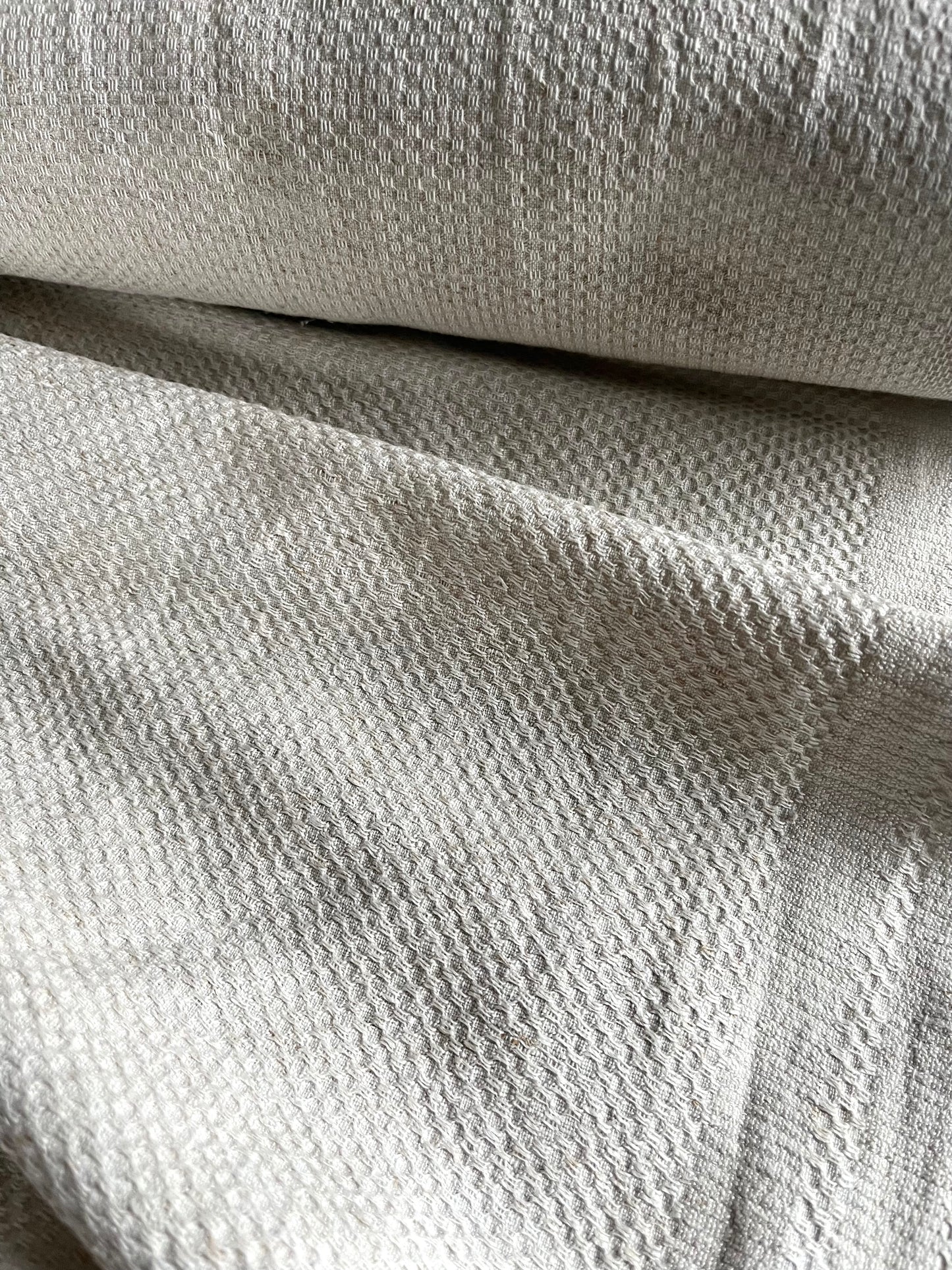 3,5 Meter altes handgewebtes Handtuchleinen mit Wabenmuster