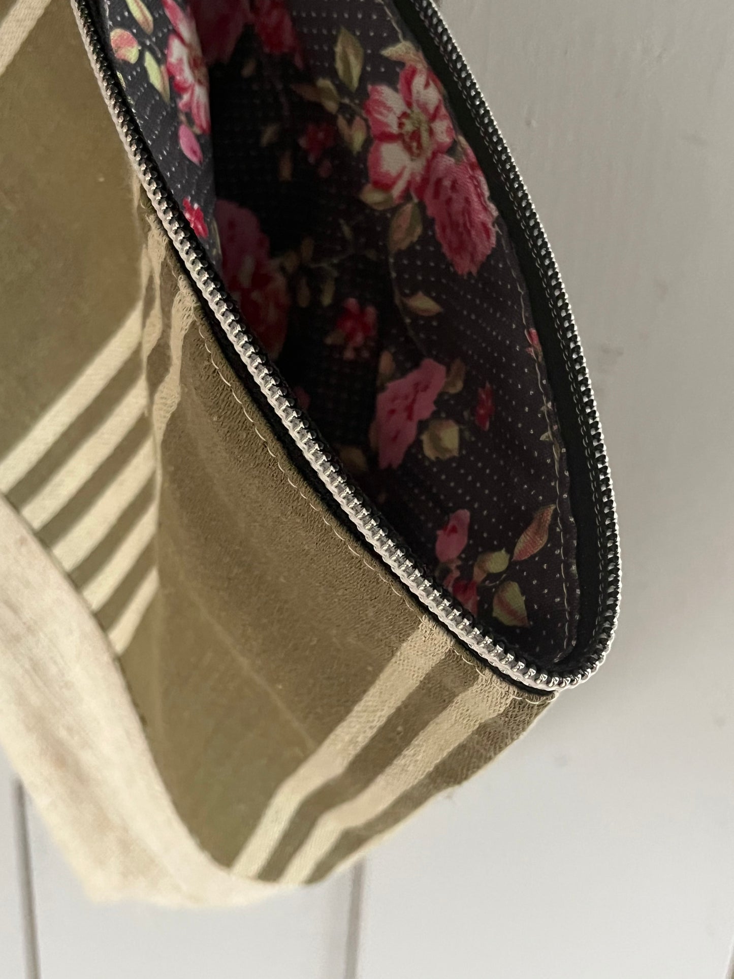 Kosmetiktasche aus französischem Leinen gestreift kleiner Shopper