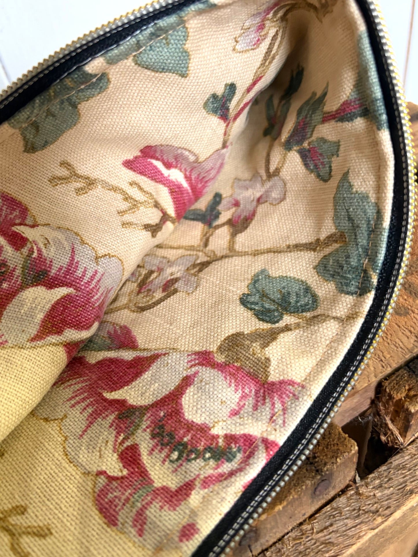 Kleine Handtasche aus altem Leinen - - Kosmetiktasche