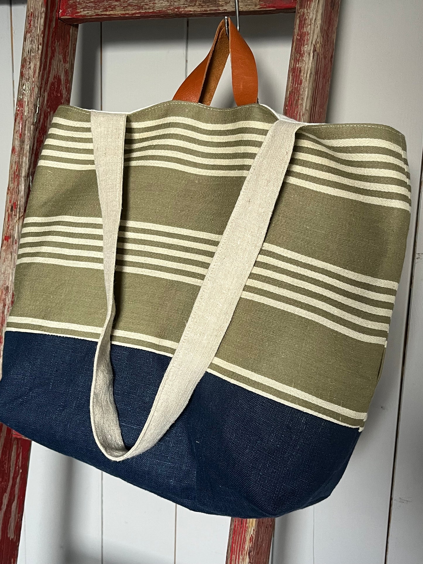 Stripes: Tasche aus altem Leinen mit Streifen