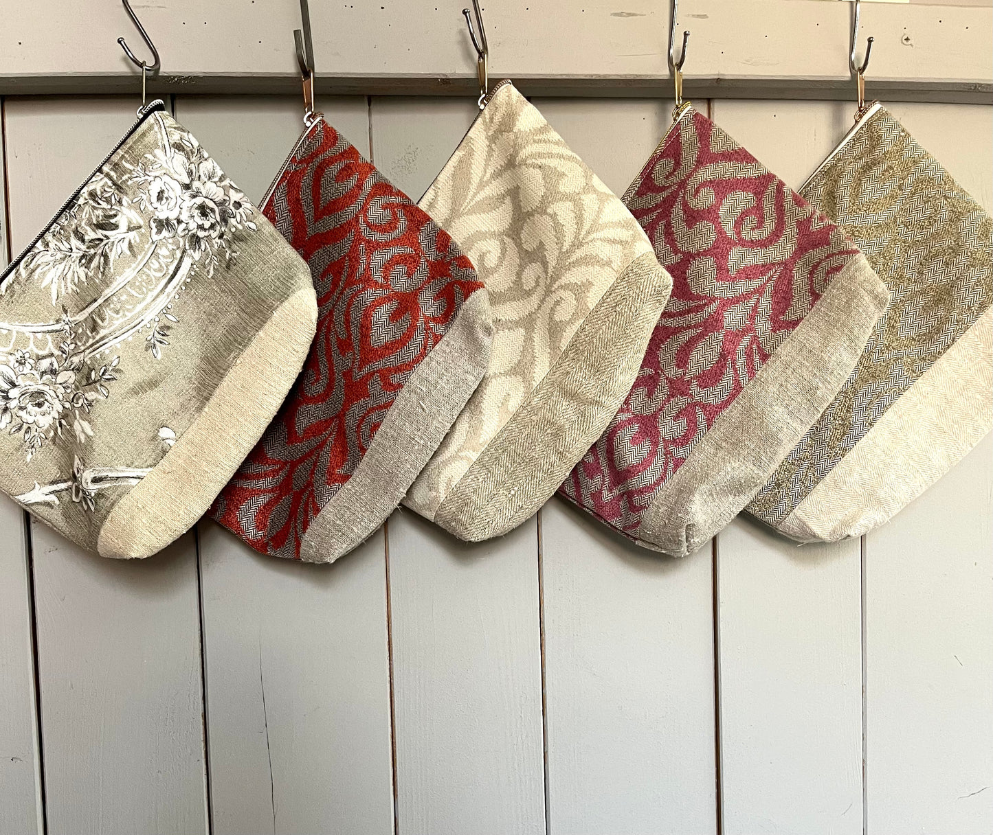 Kosmetiktasche Tasche aus zweierlei Leinen mit Innenfutter kleiner Shopper