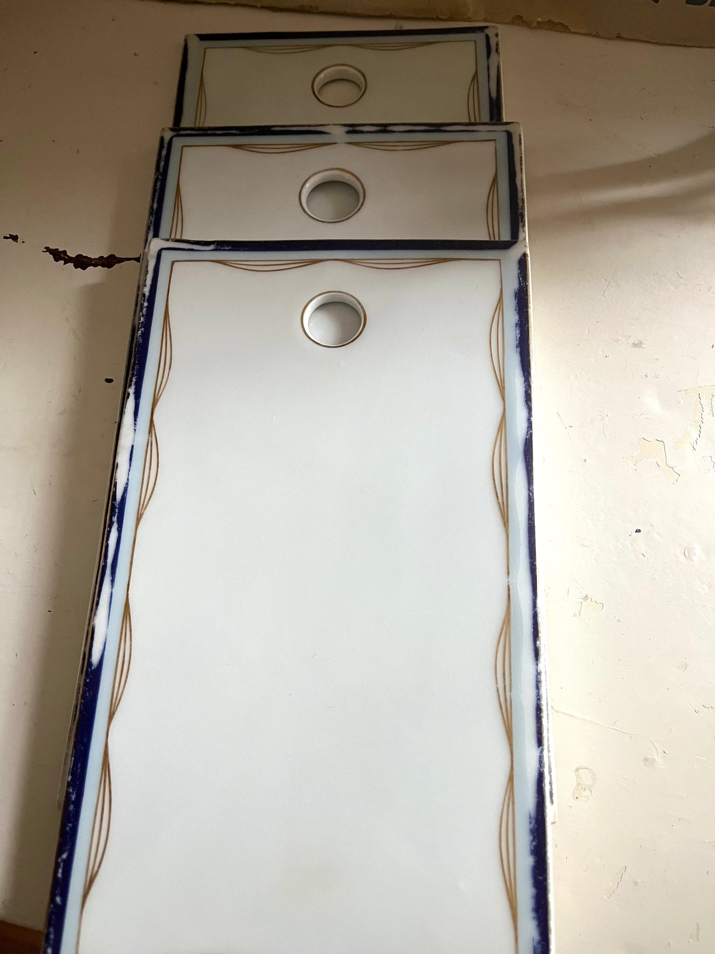 3 Art Deco Keramik Frühstücksbrettchen aus Frankreich