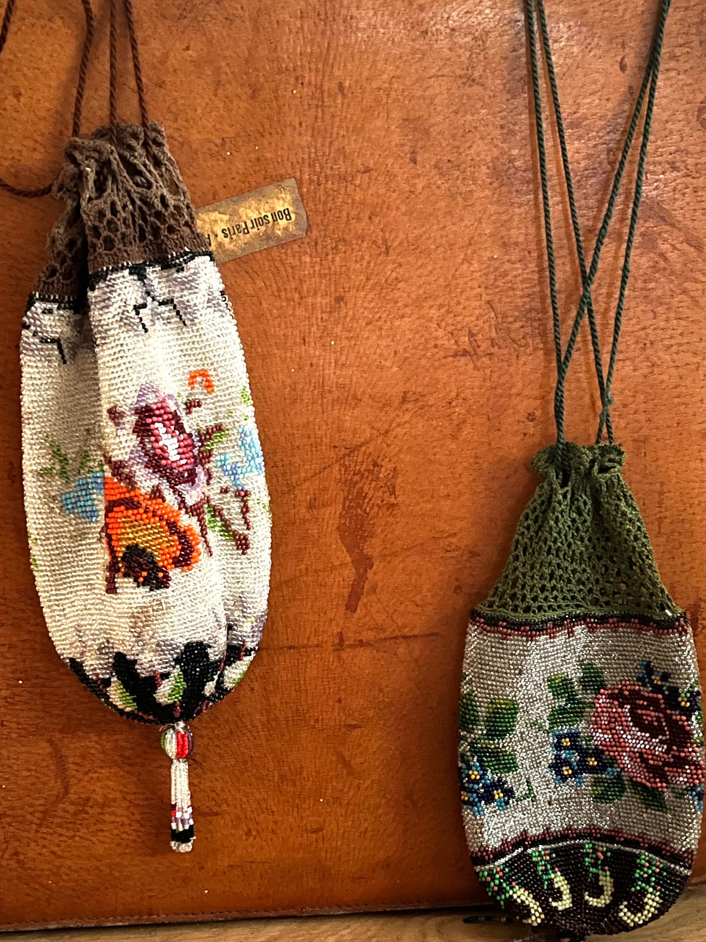 Rarität: Glasperlen Tasche aus dem Biedermeier wunderbar erhalten