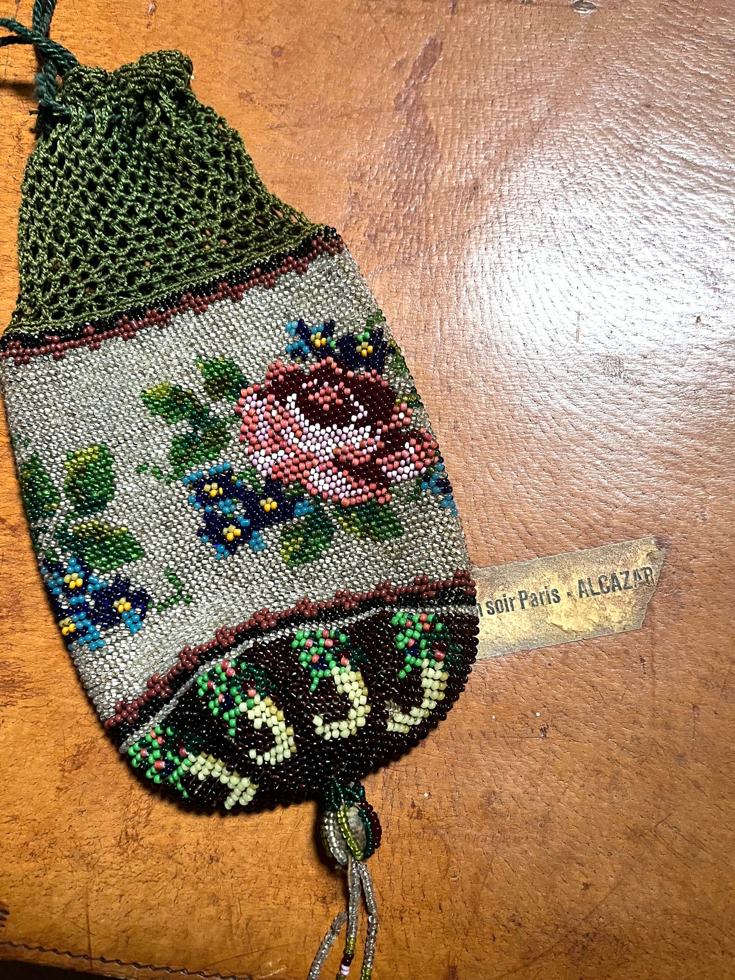 Rarität: Glasperlen Tasche aus dem Biedermeier wunderbar erhalten