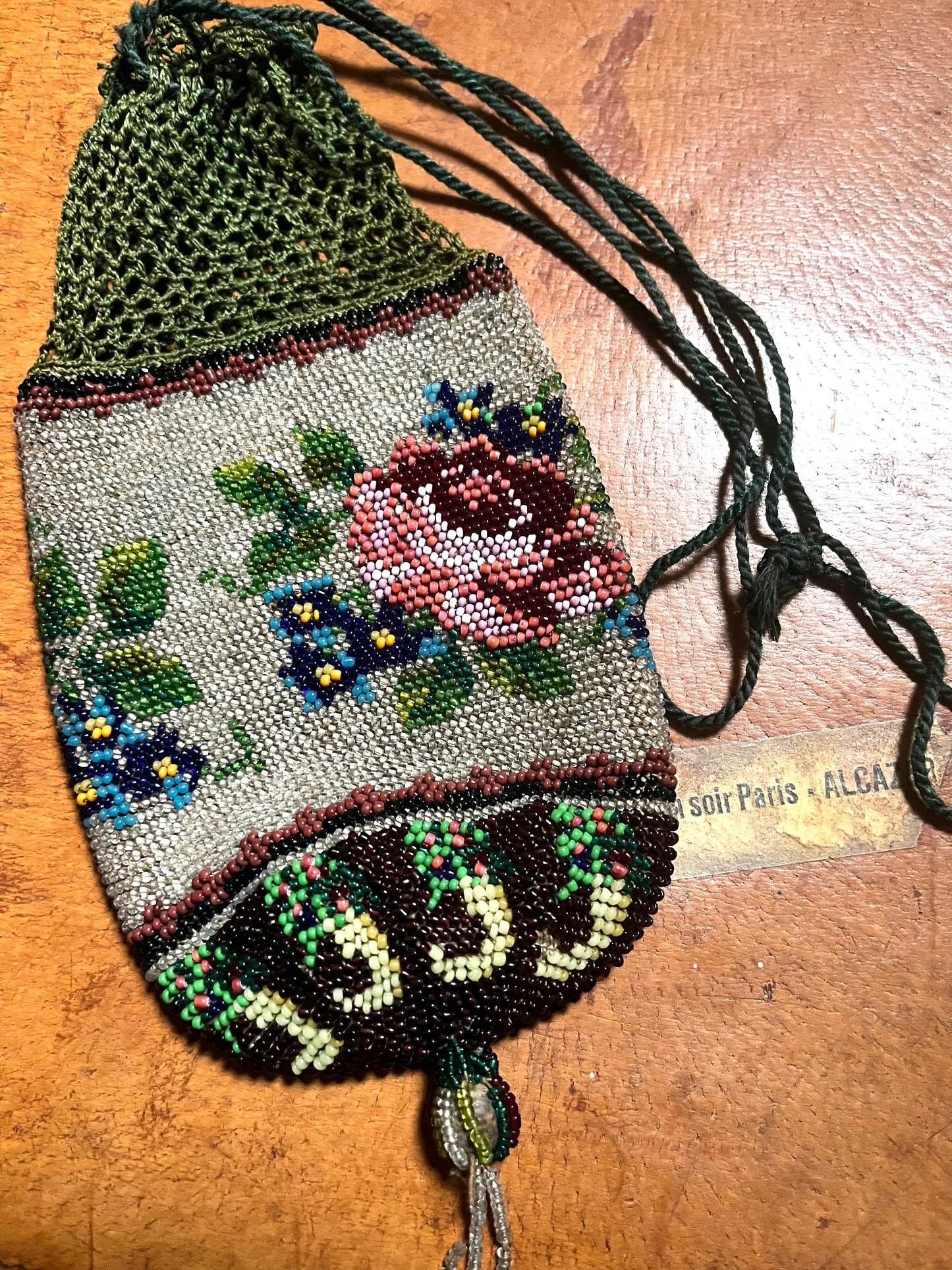 Rarität: Glasperlen Tasche aus dem Biedermeier wunderbar erhalten