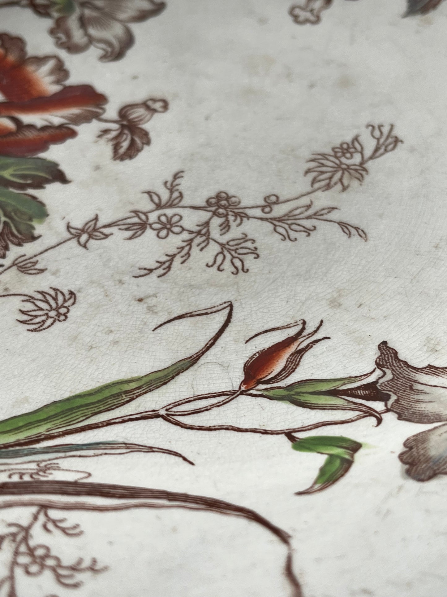 Rarität: sehr alte amerikanische Etagere Keramik mit opulenten Blumen und Patina