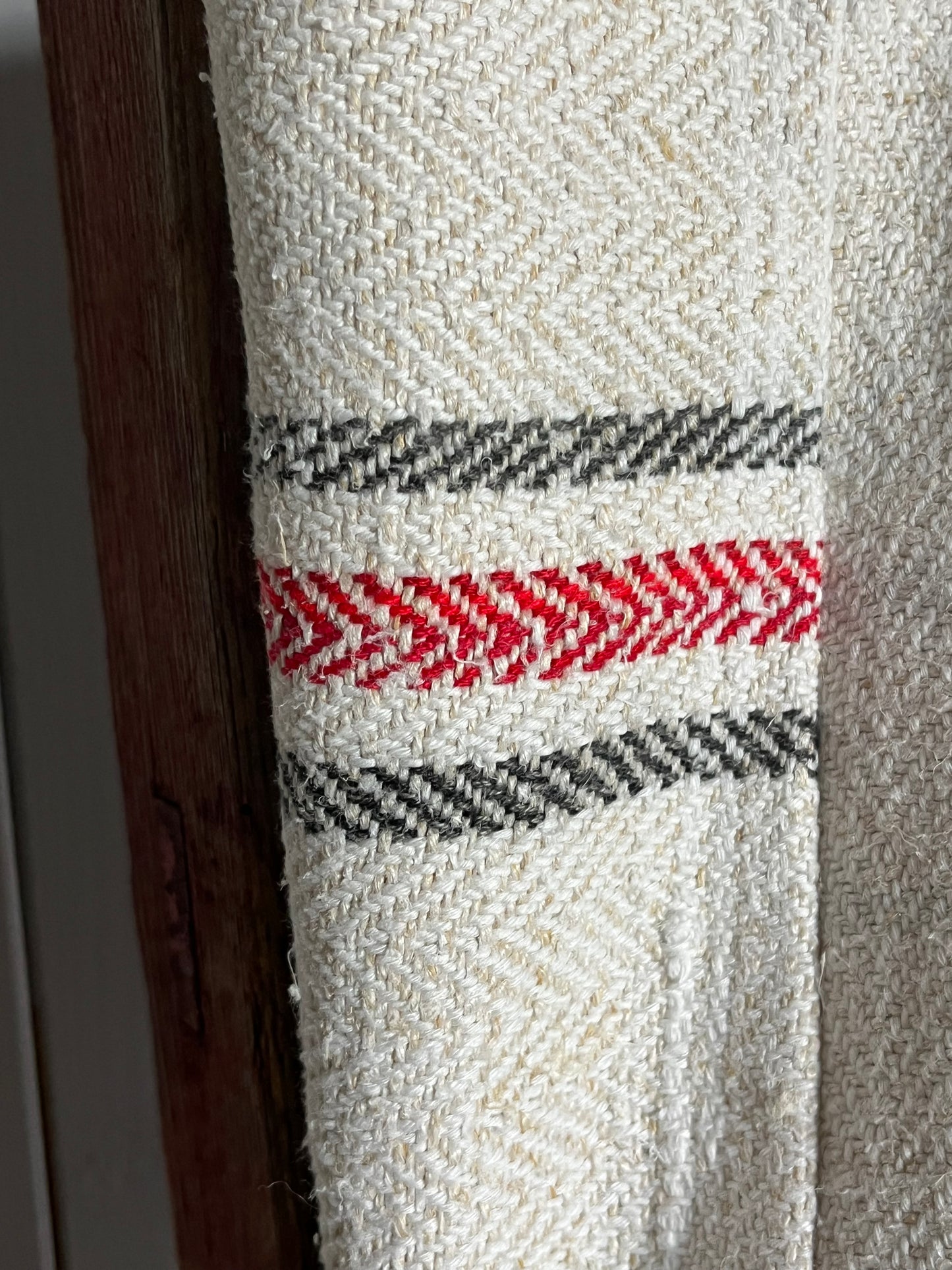 Drei Farben: große Tasche aus altem Leinensack