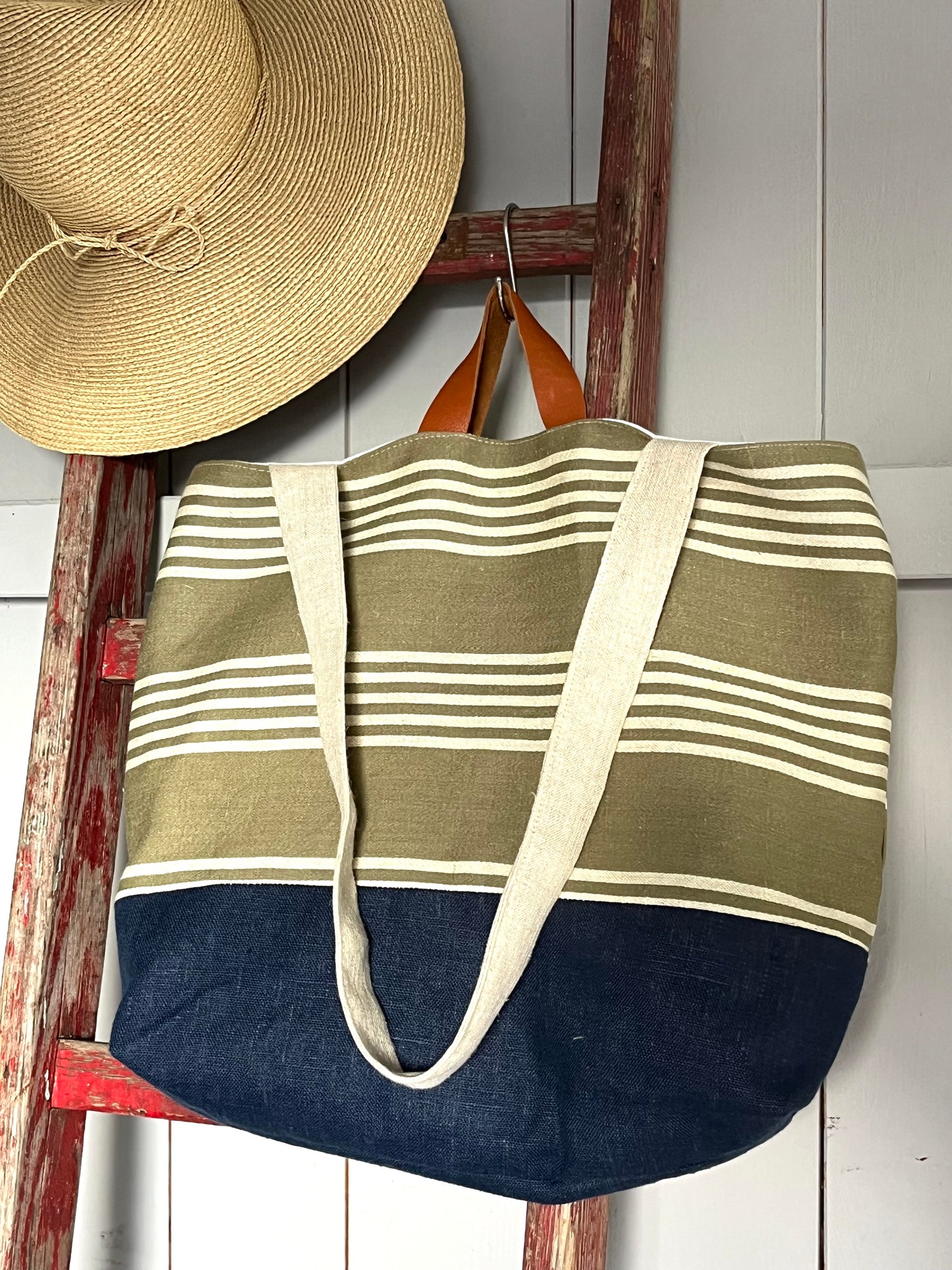 Stripes: Tasche aus altem Leinen mit Streifen
