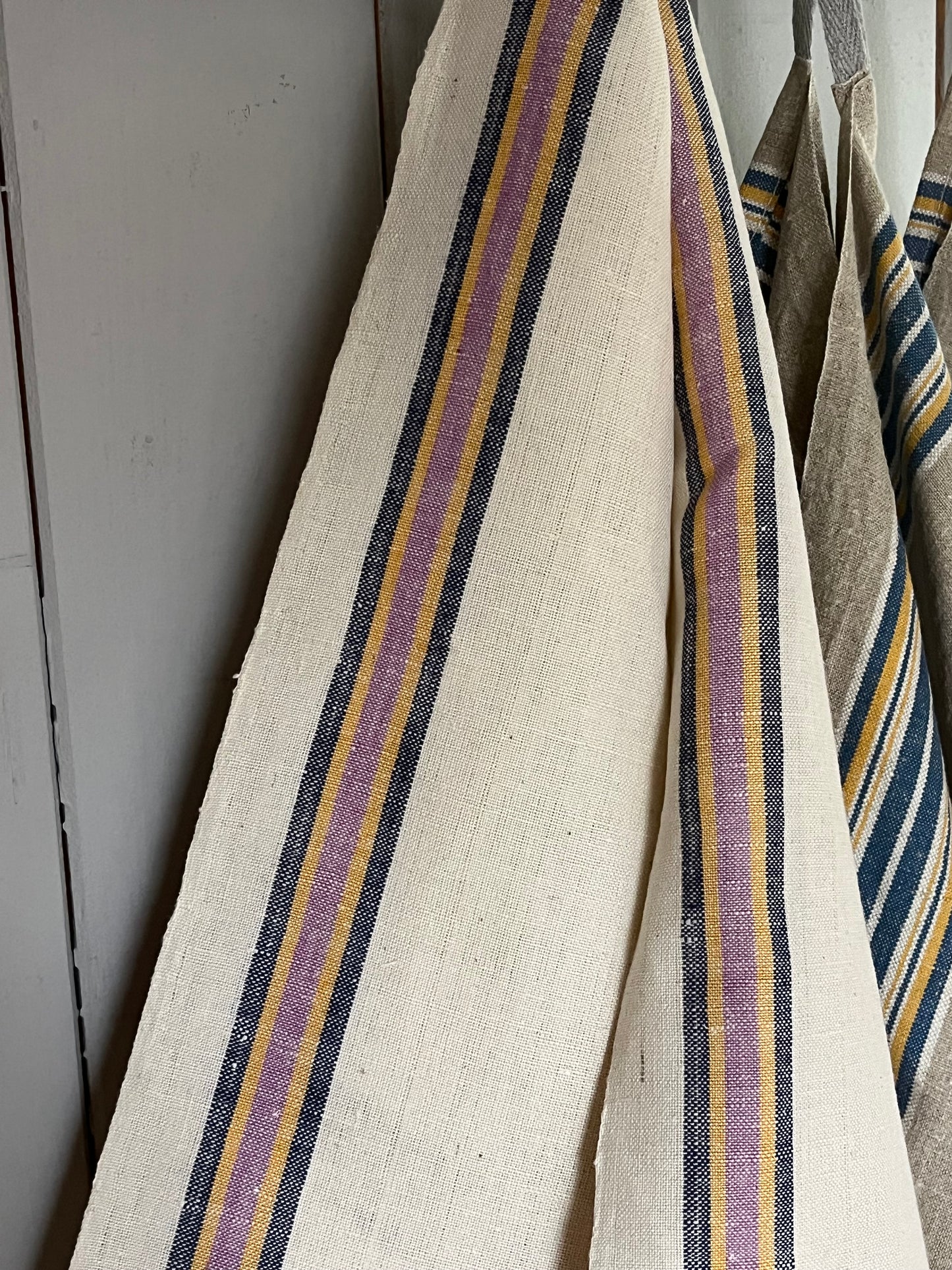 2er Set: Leinentücher mit seltenen Streifen 67 x 40