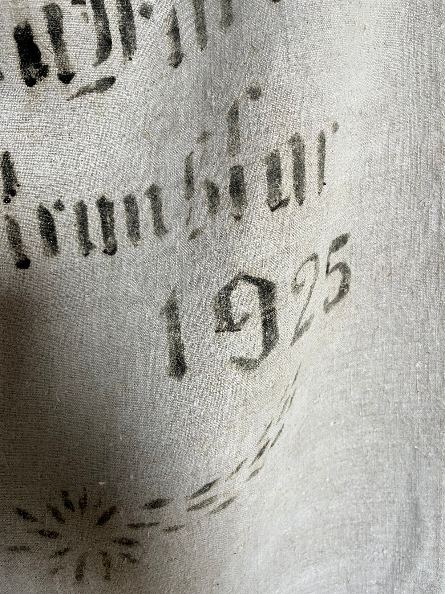 1925: extra großer Leinensack mit tollem original Aufdruck 143 x 62