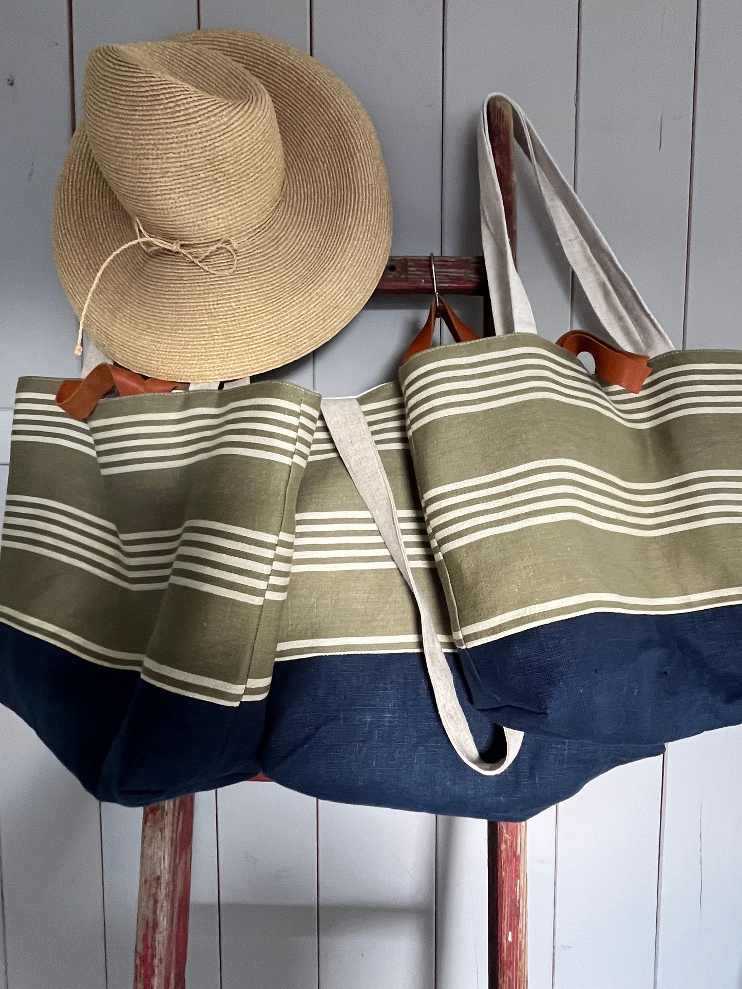 Stripes: Tasche aus altem Leinen mit Streifen