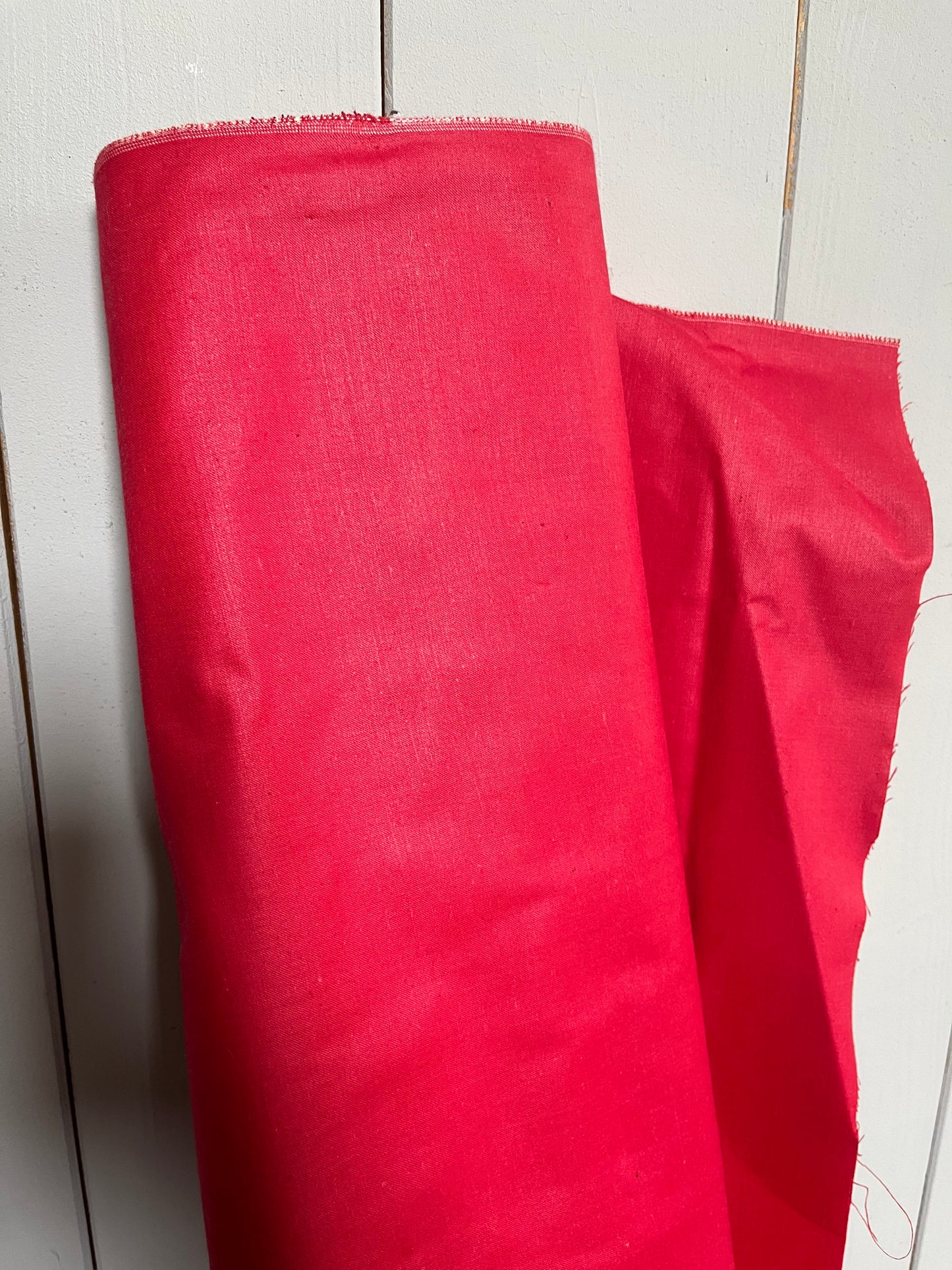 Fantastischer vintage Drell Inletstoff festes, kräftiges Halbleinen Rot 1 x 1,3 Meter