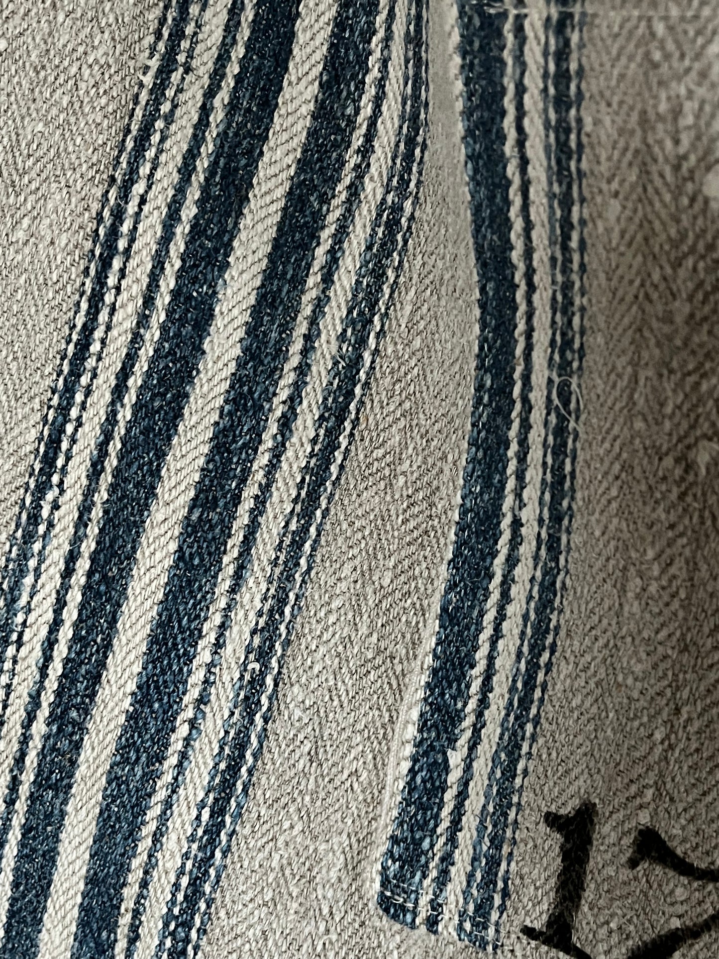 Große Tasche Shopper aus kräftigem Leinen mit blauen Streifen