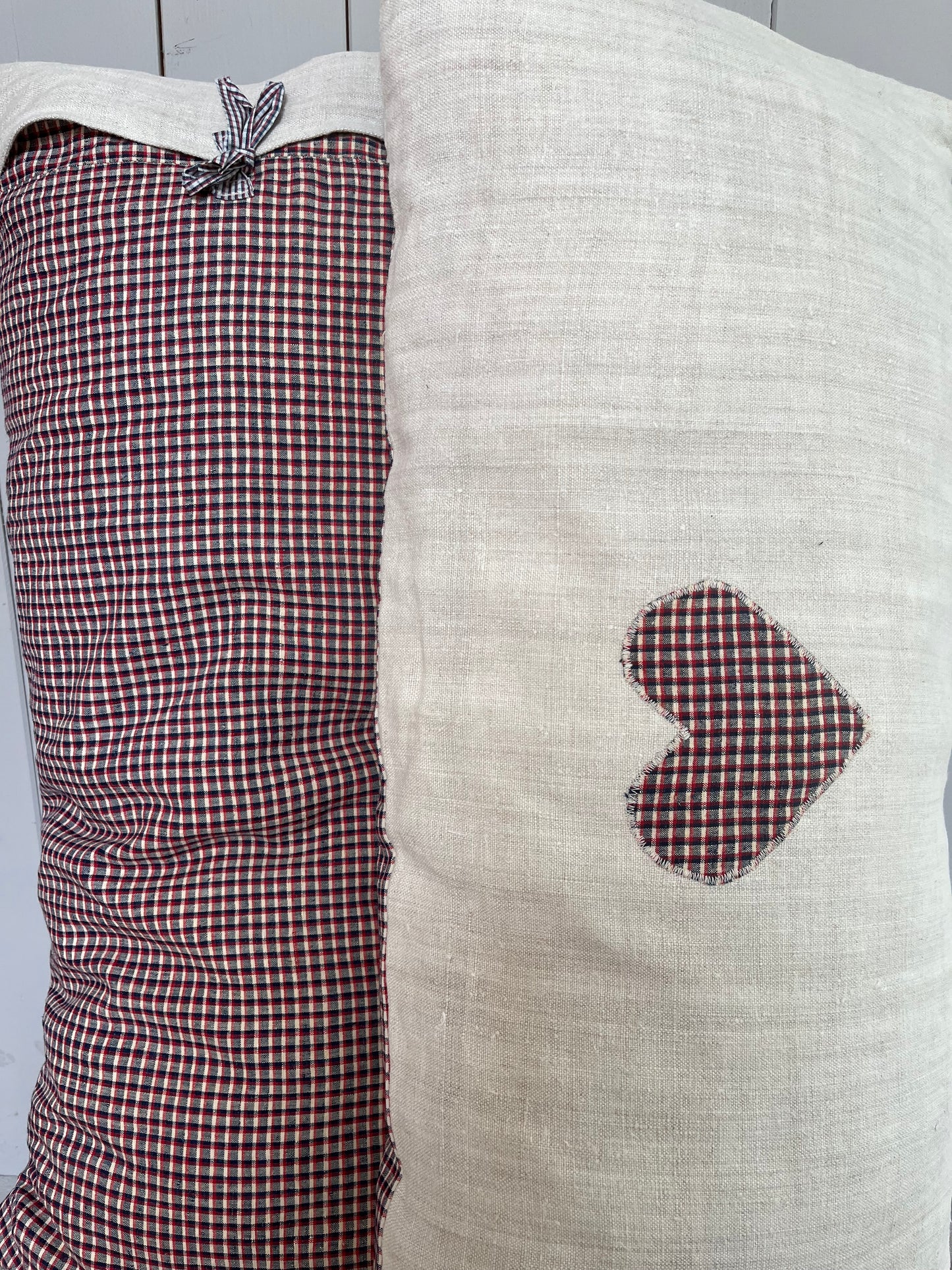 Großes Kissen mit Herz Bauernleinen - 80 x 40 mit Füllung