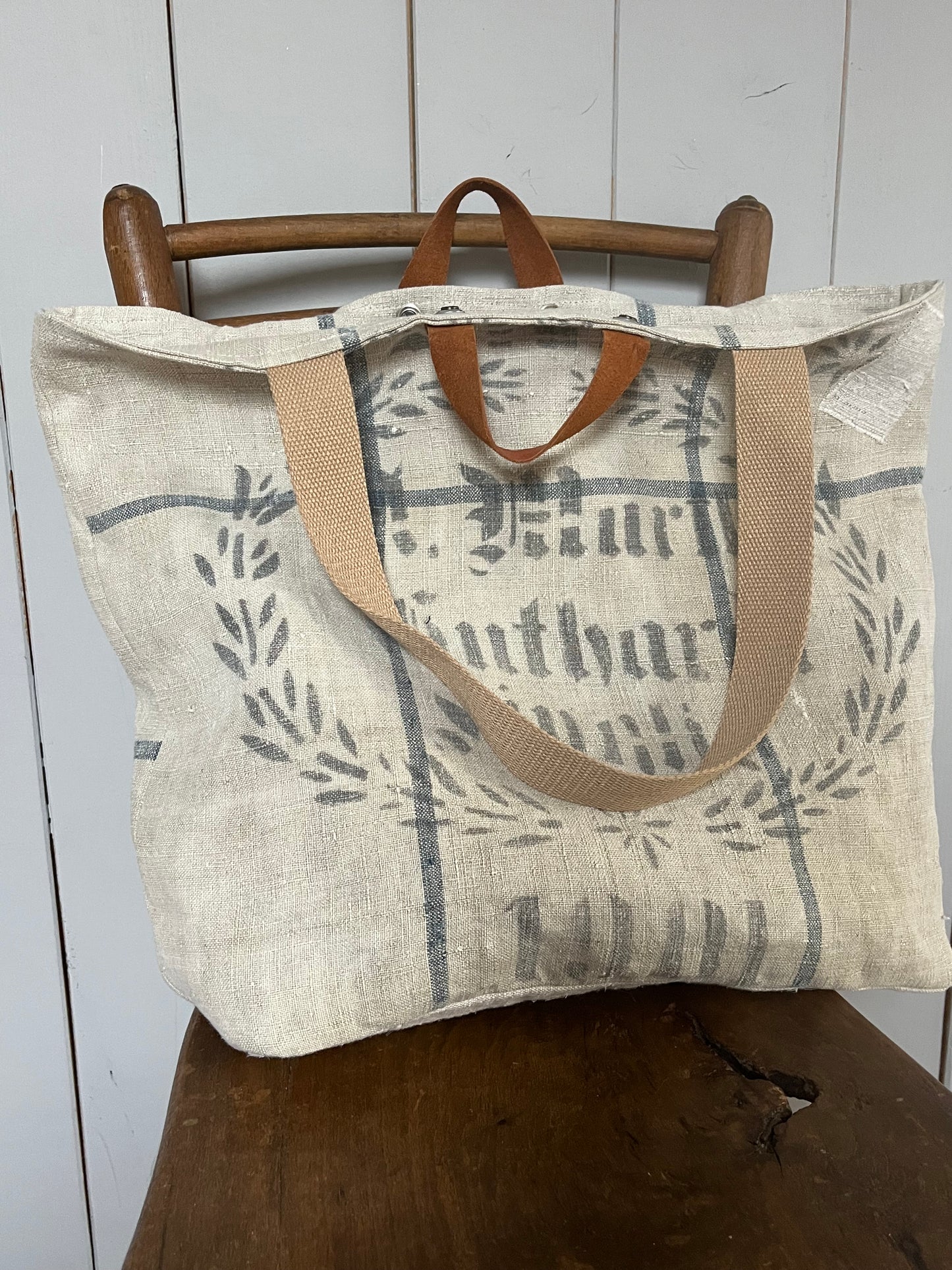 1901: Große Tasche Shopper mit Streifen aus Kornsack