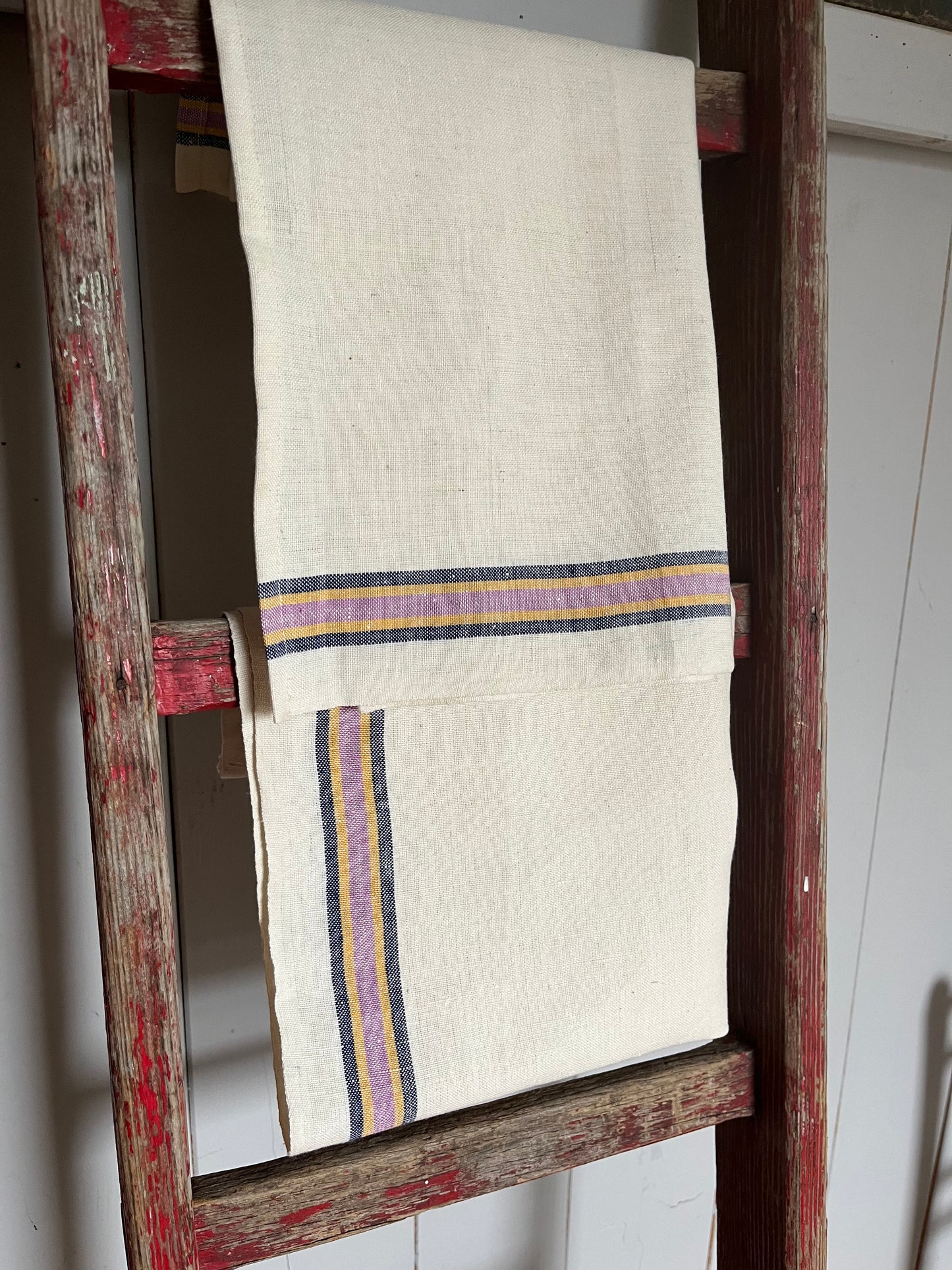 2er Set: Leinentücher mit seltenen Streifen 67 x 40
