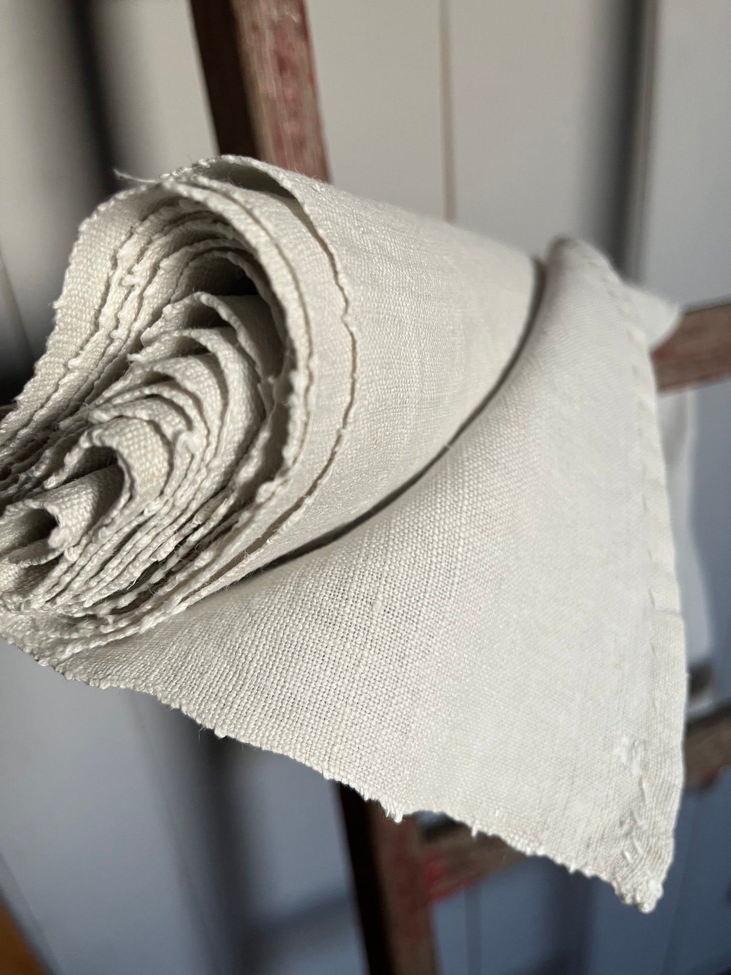 2,8 x 0,71 Meter handgewebtes Leinen um 1890 sauber