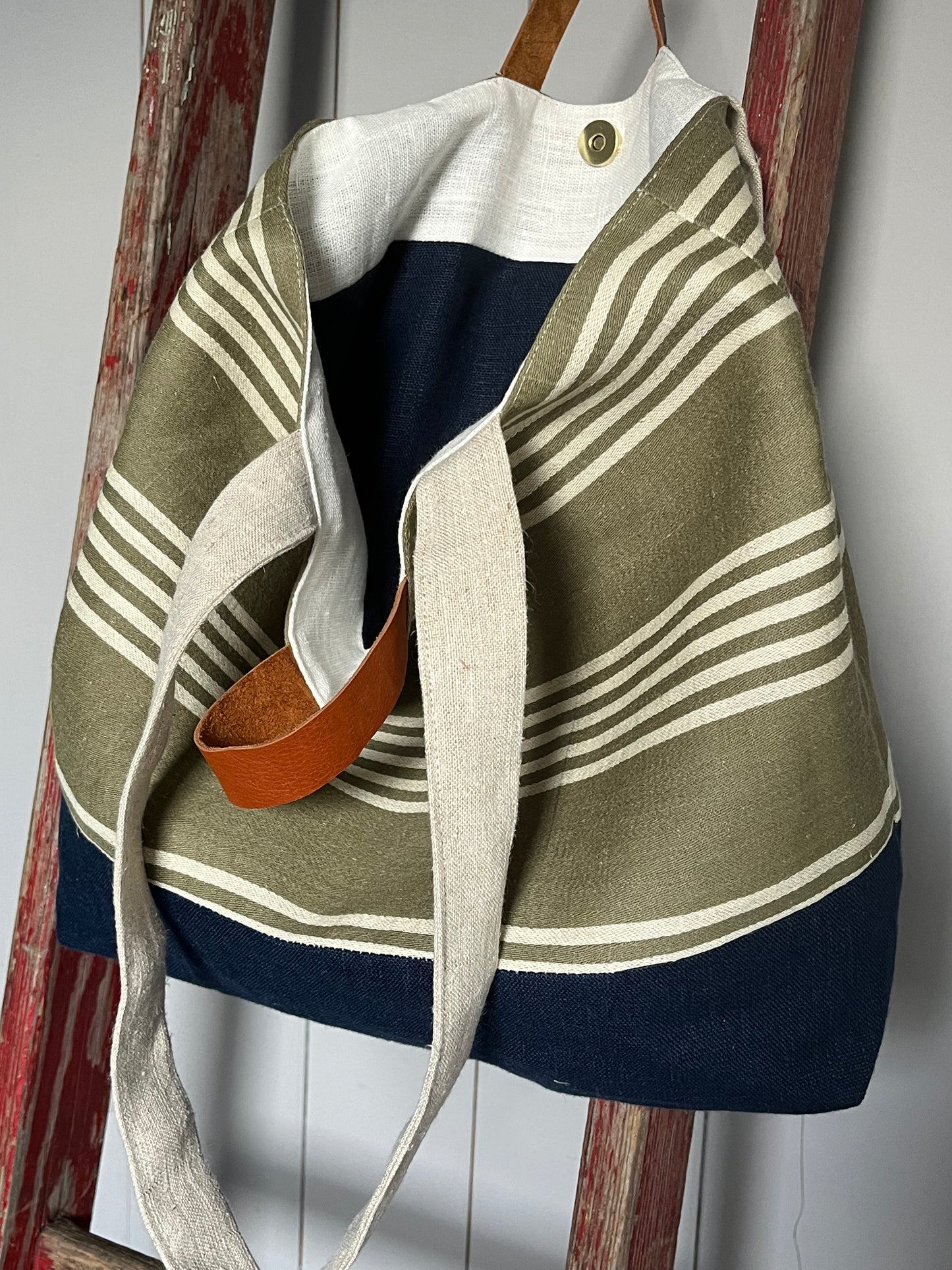 Stripes: Tasche aus altem Leinen mit Streifen