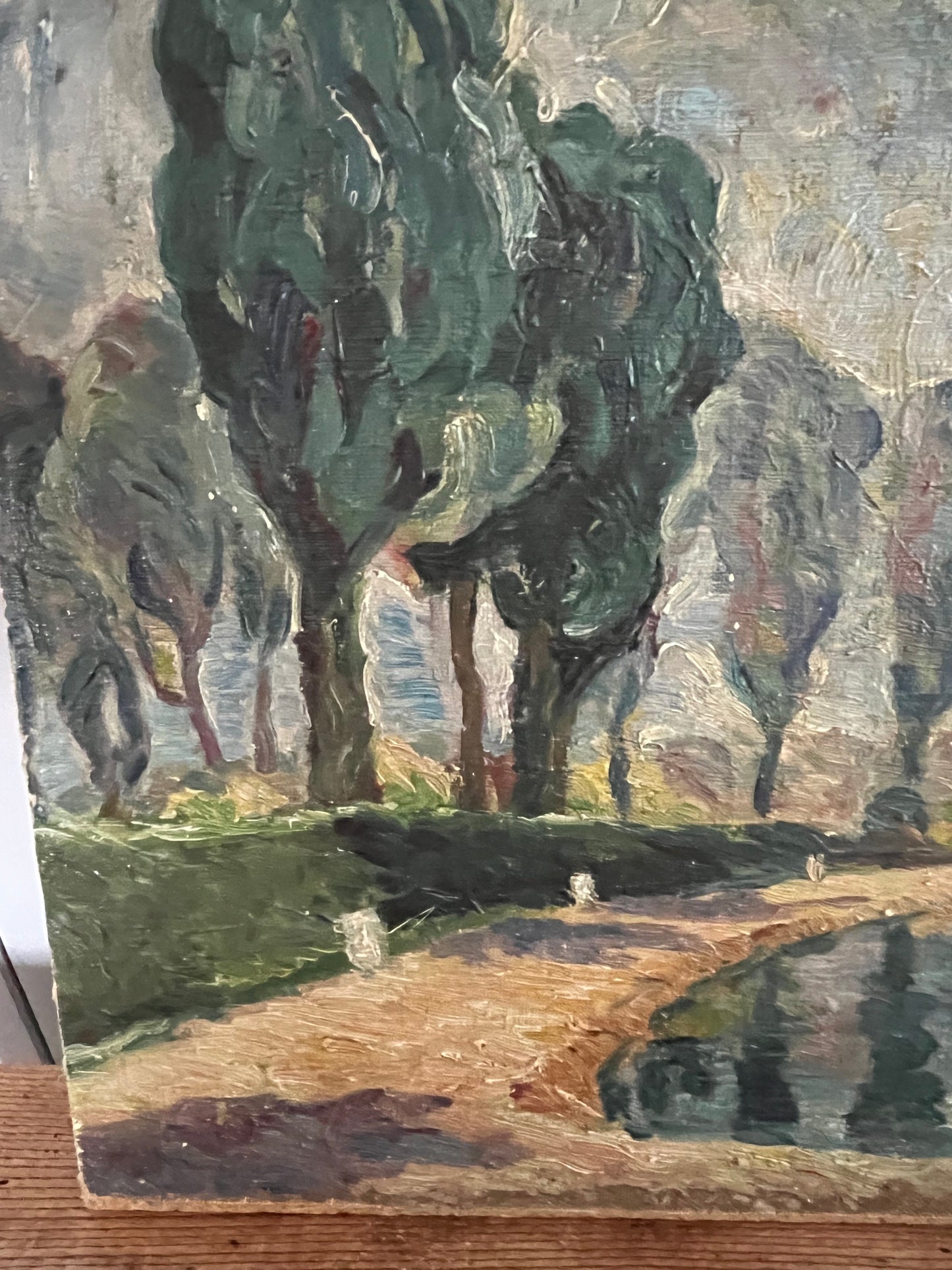 Parklandschaft in Öl - altes Bild aus Frankreich