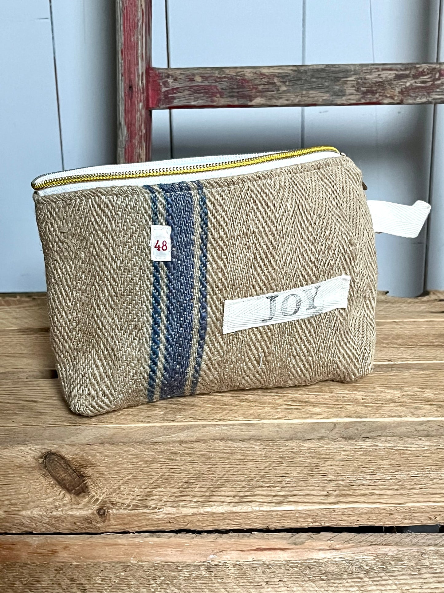 Kosmetiktasche aus altem Leinen - kleiner Shopper