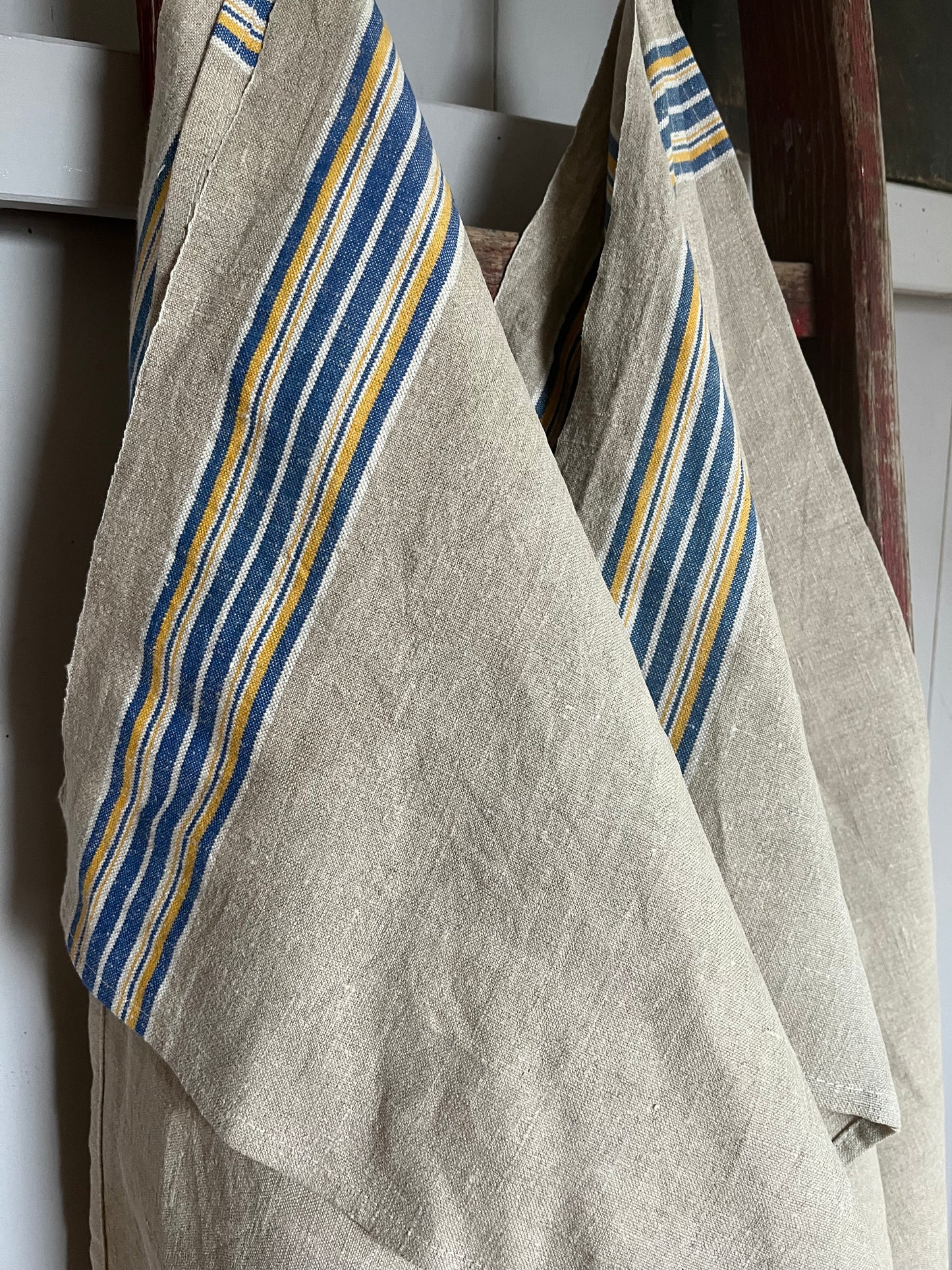 2er Set: kräftige Leinentücher mit seltenen Streifen 88 x 40