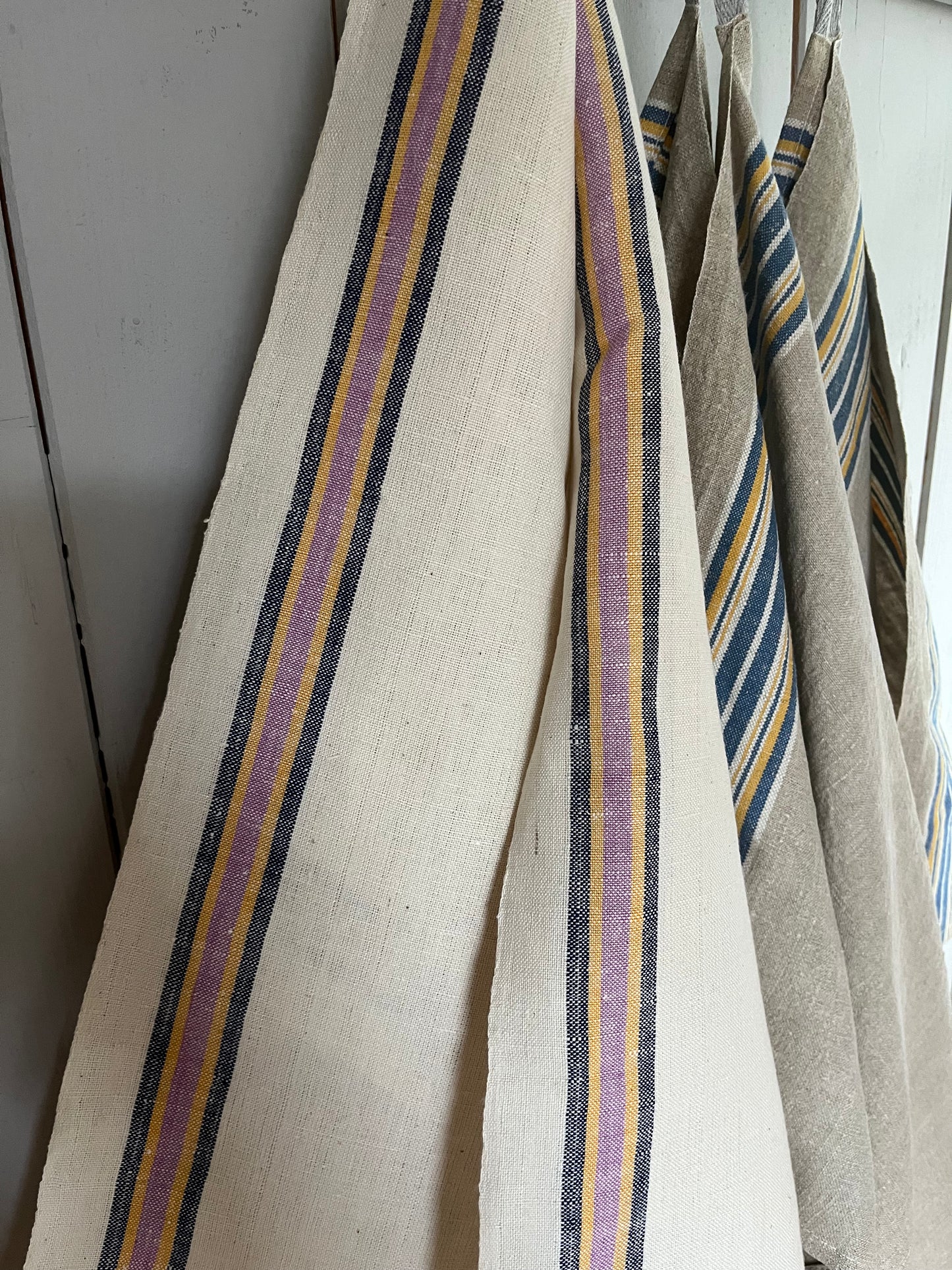 2er Set: Leinentücher mit seltenen Streifen 67 x 40