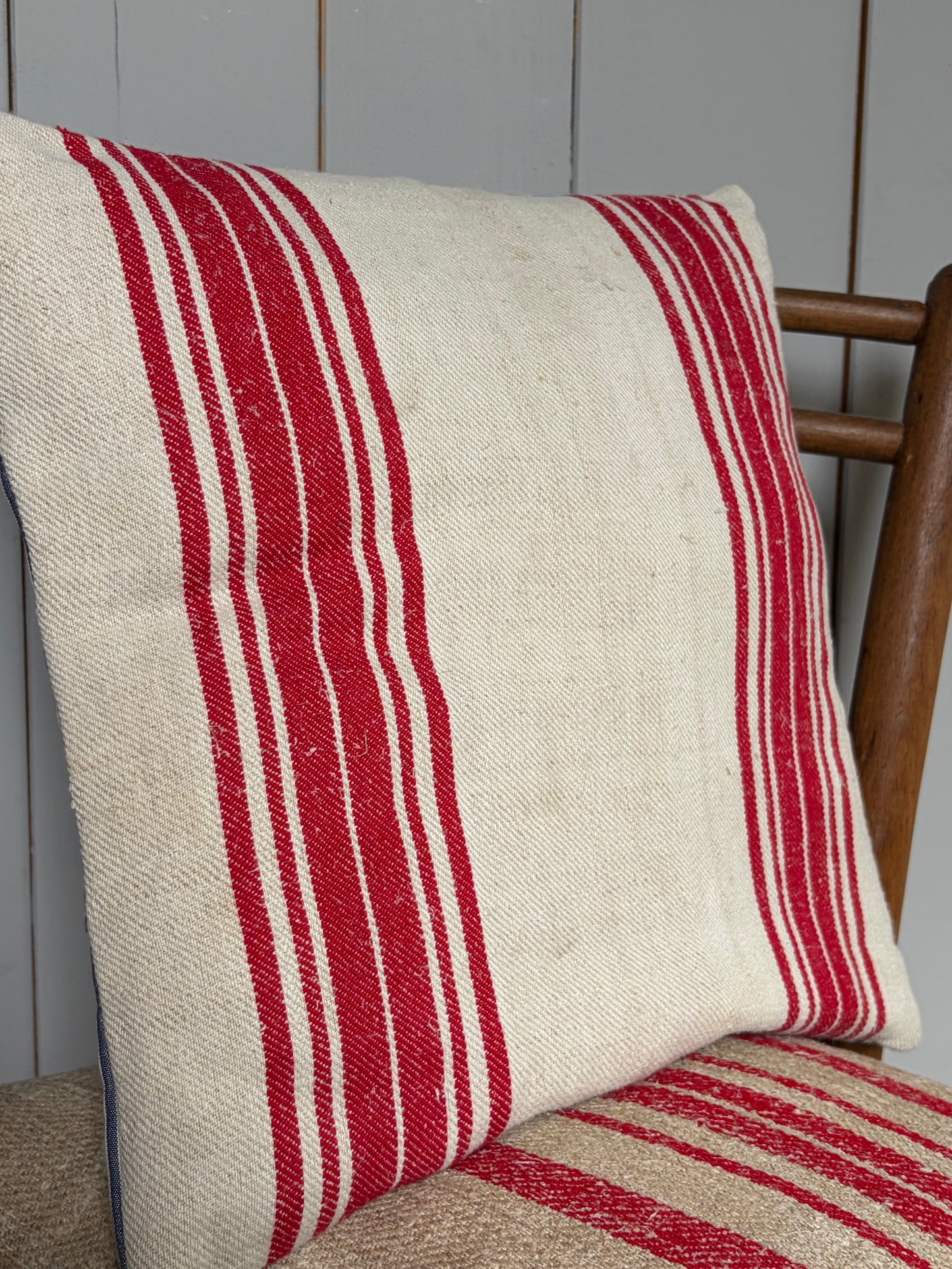 Kissenbezug rot gestreift Leinen 40 x 40