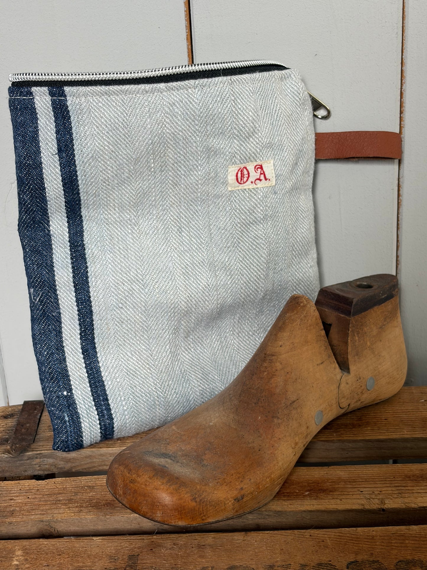 Kosmetiktasche aus altem Leinen - kleiner Shopper
