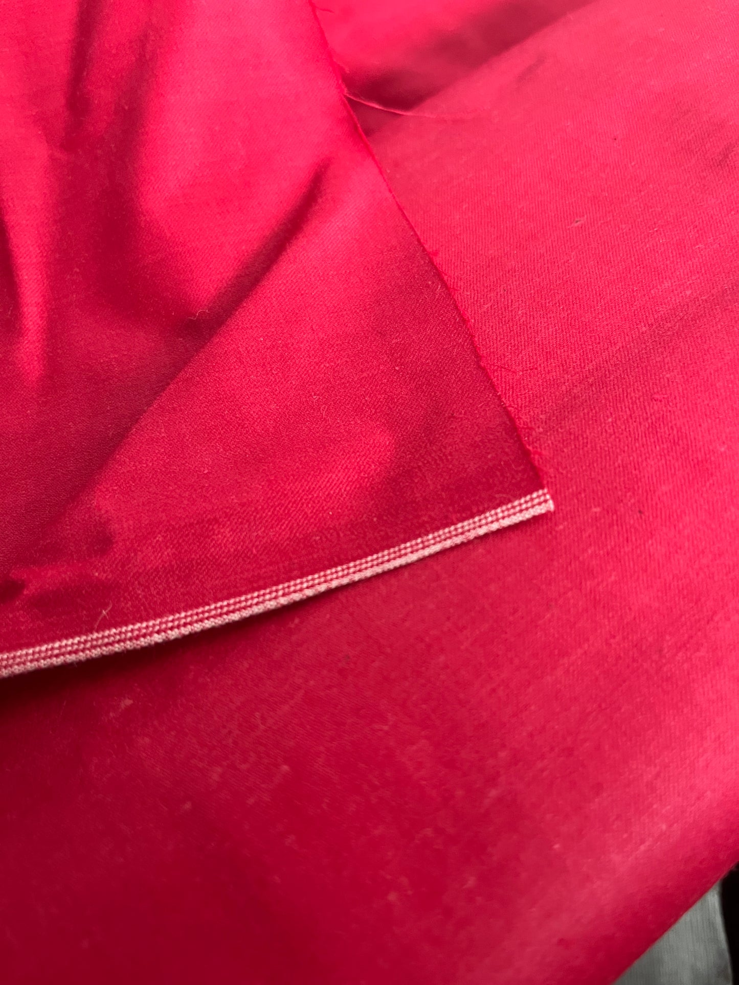 Fantastischer vintage Drell Inletstoff festes, kräftiges Halbleinen Rot 1 x 1,3 Meter
