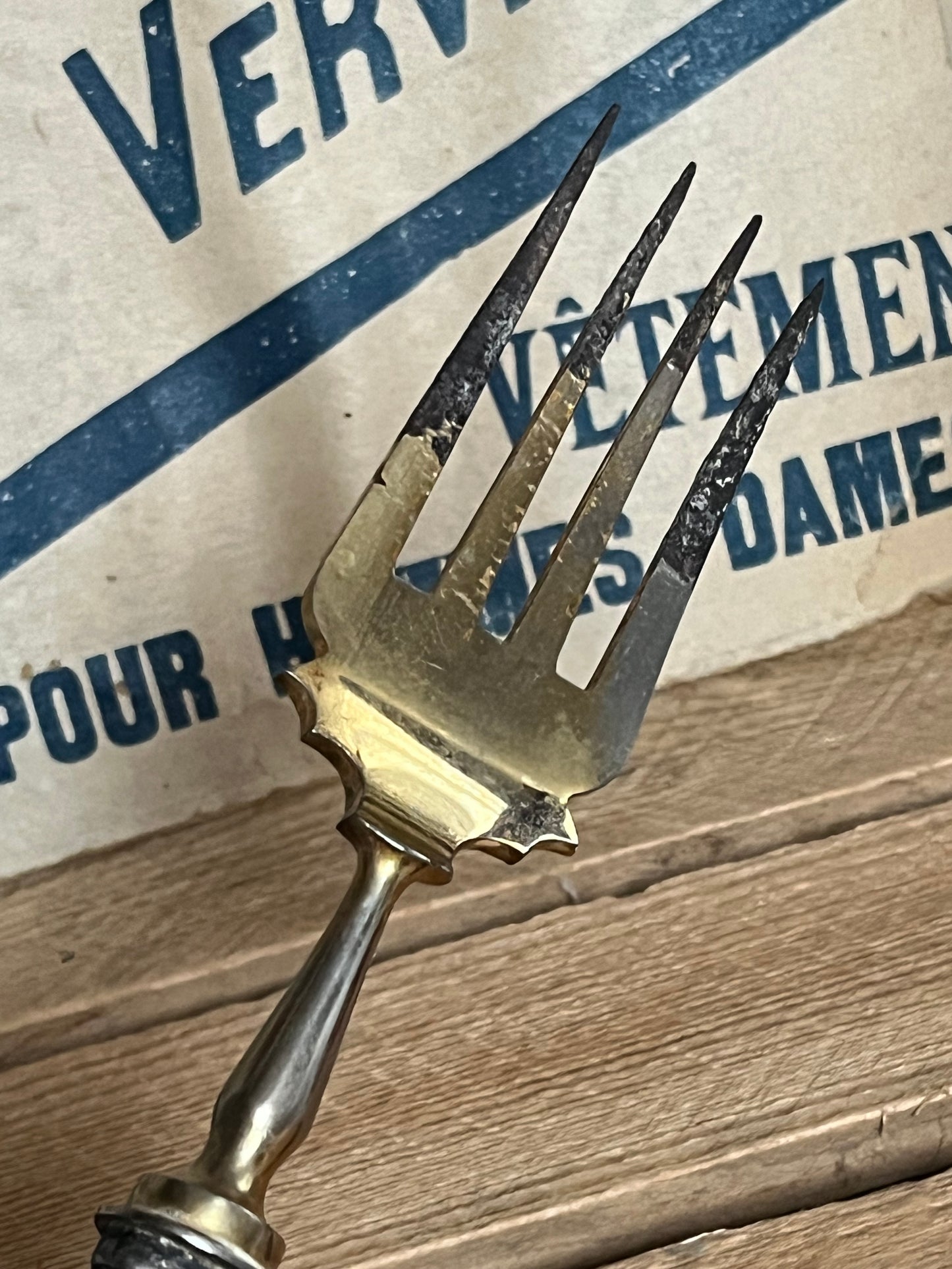 Alte französische Bratengabel versilbert