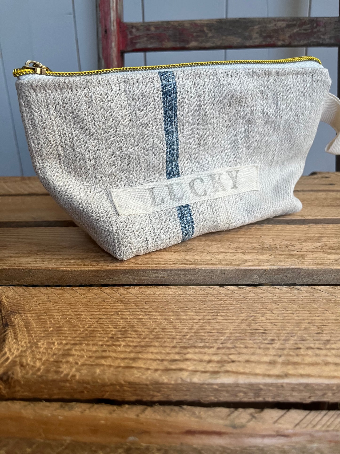 Kosmetiktasche aus altem Leinen - kleiner Shopper